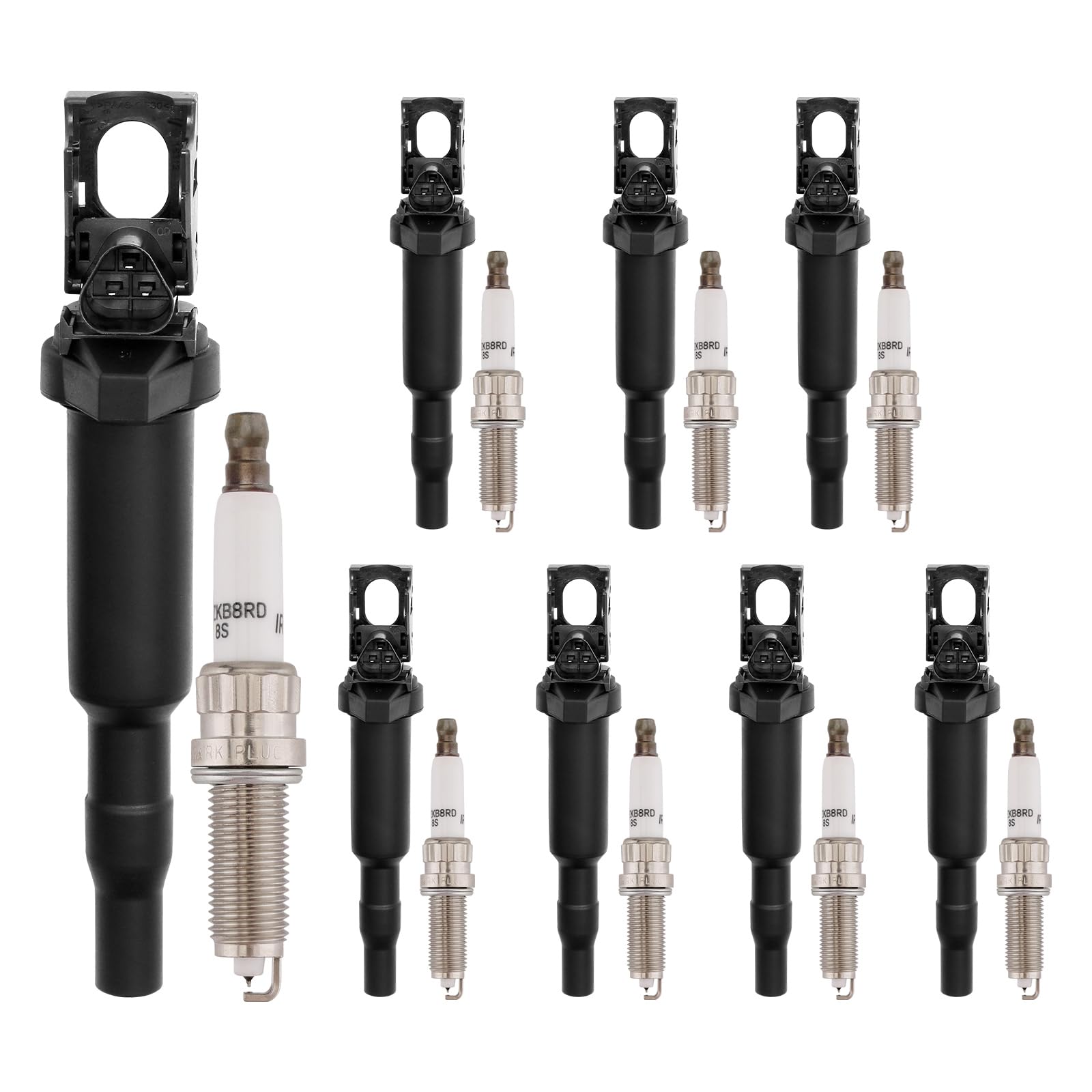 Ignition Coil & Spark Plugs Set Of 8 Compatible With Bmw 135I 135Is 335I 435I 535I 640I 740I 740Li M235I X1 X3 X5 X6 3.0L 4.4L R
