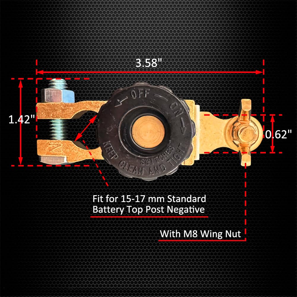Ampper Top Post Battery Disconnect Switch, Battery Master Switch Isolator W/ M8 Wing Nut For Power Disconnect Cut Off (1 Pack)