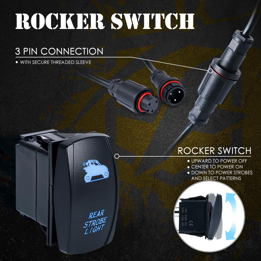 Xprite 30 Inch Utv Rzr Led Chase Strobe Light Bar, W/Running Turn Signal Brake Reverse Lights Function, Safety Flashing Lightbar