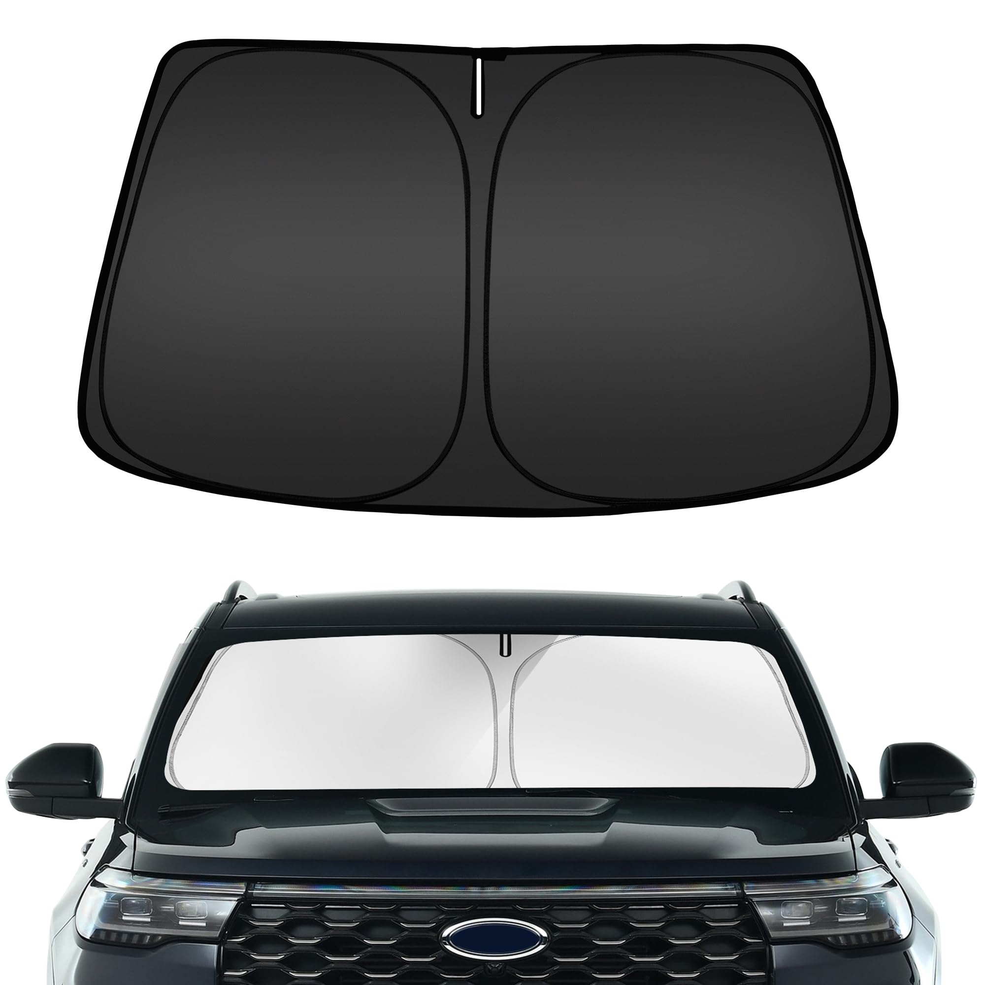Arismotor Windshield Sun Shade For Ford Explorer 2020-2025, Custom Fit Foldable Front Window Sunshade Sun Visor Protector, Block