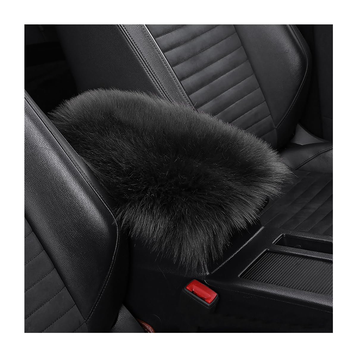 Osilly Auto Center Console Pad, 11.8'' x 7.9'' Furry Armrest Cover Universal for SUV/Truck/Car, Warm Winter Premium Faux Sheepsk
