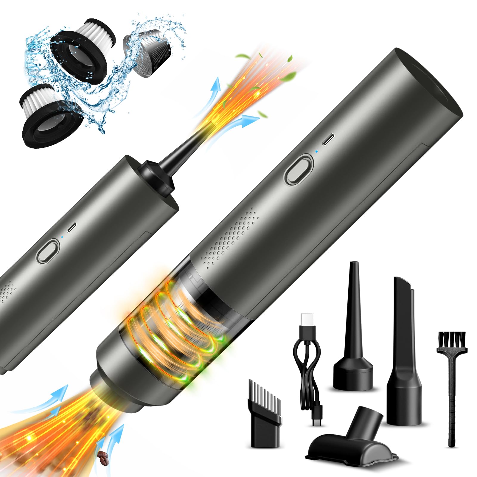 Car Vacuum Cleaner: 18000Pa Handheld Vacuum Cleaner Adjustable 2 Speed Brushless Motor And 120W High-Power Vacuum Cleaner 4000Ma