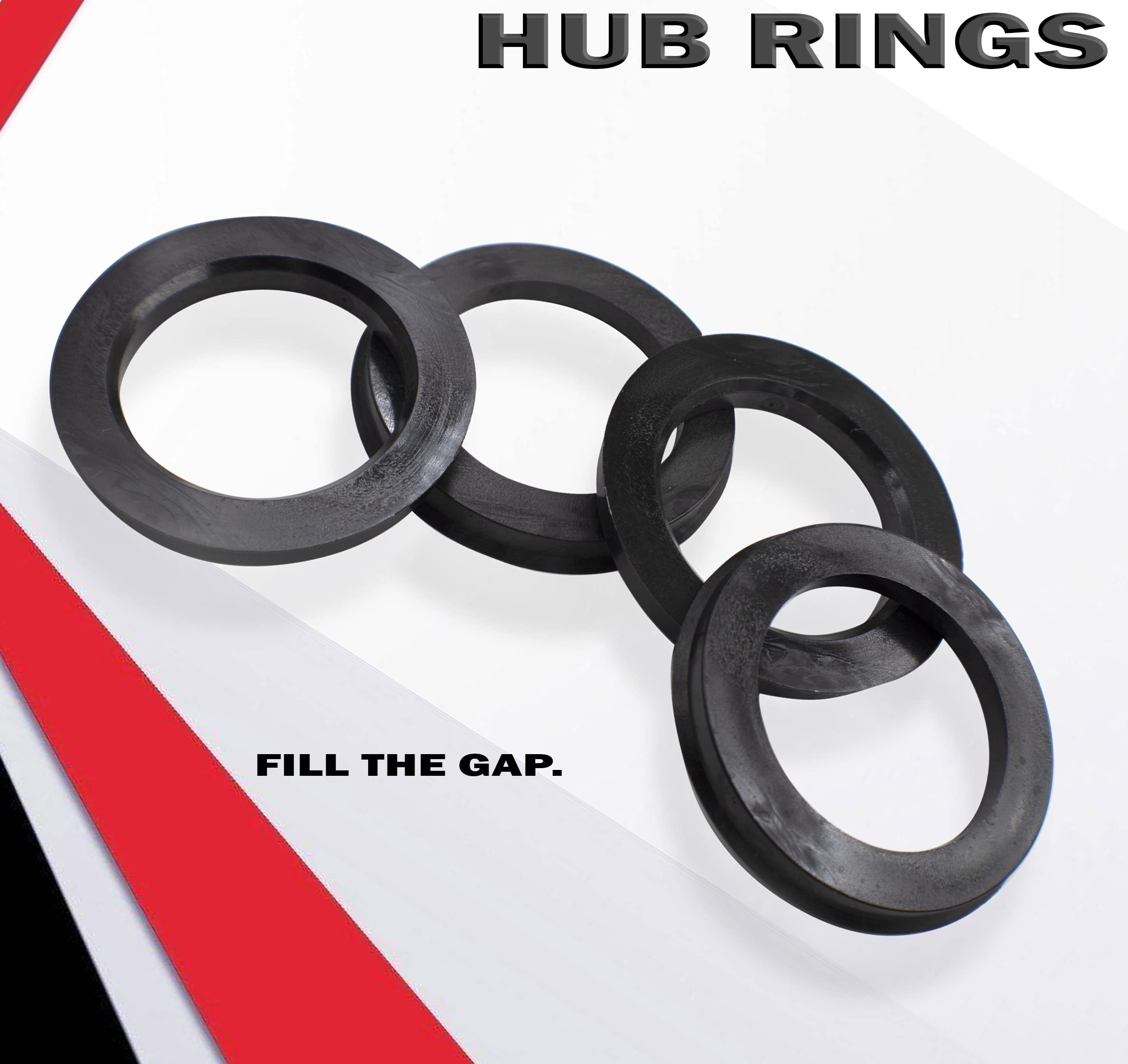 Wheel Accessories Parts Set Of 4 Hub Centric Ring 106.10Mm Od To 78.10Mm Hub Id, Black Polycarbonate (Wheel Hub Ring, 4 Pack, 10