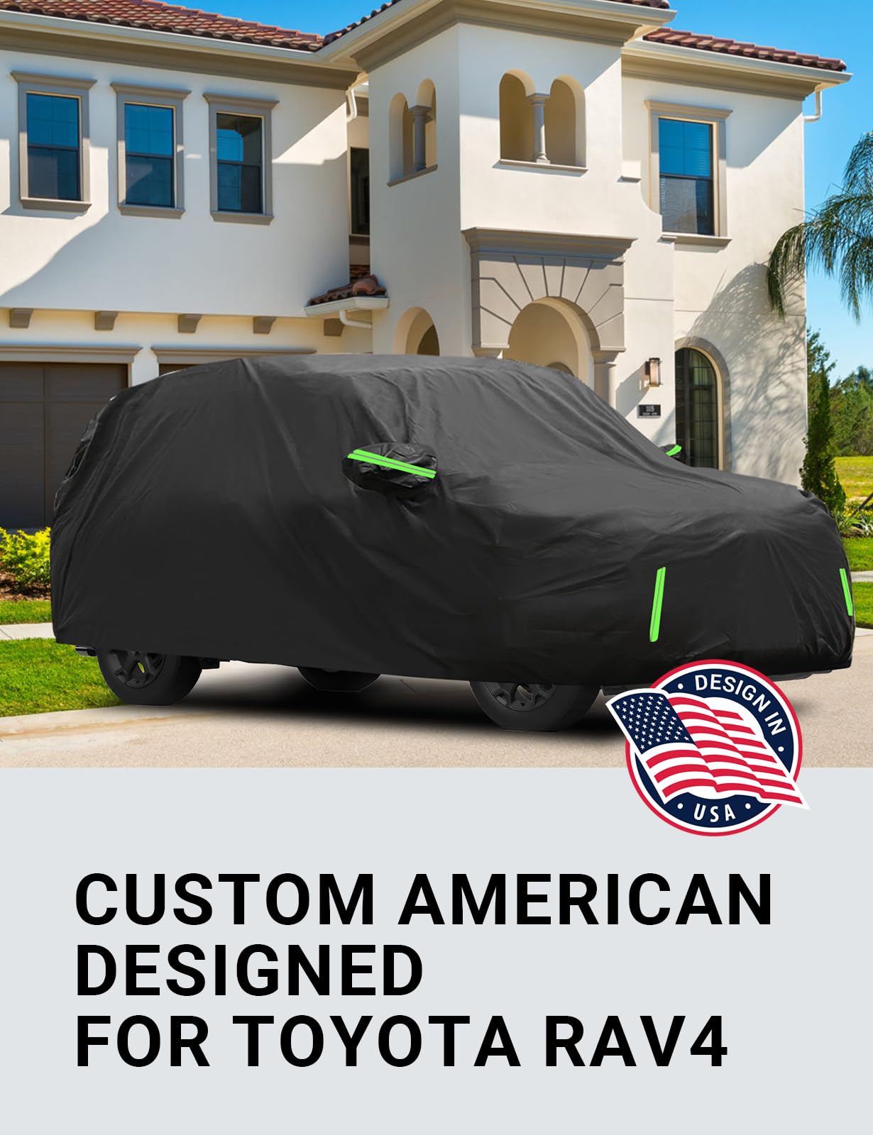 Proadsy 2024 Upgrade Car Cover Compatible With Rav4 2019-2024 Windproof All Weather Waterproof Sun Rain Uv Dust Snow Protection Outdoor Covers