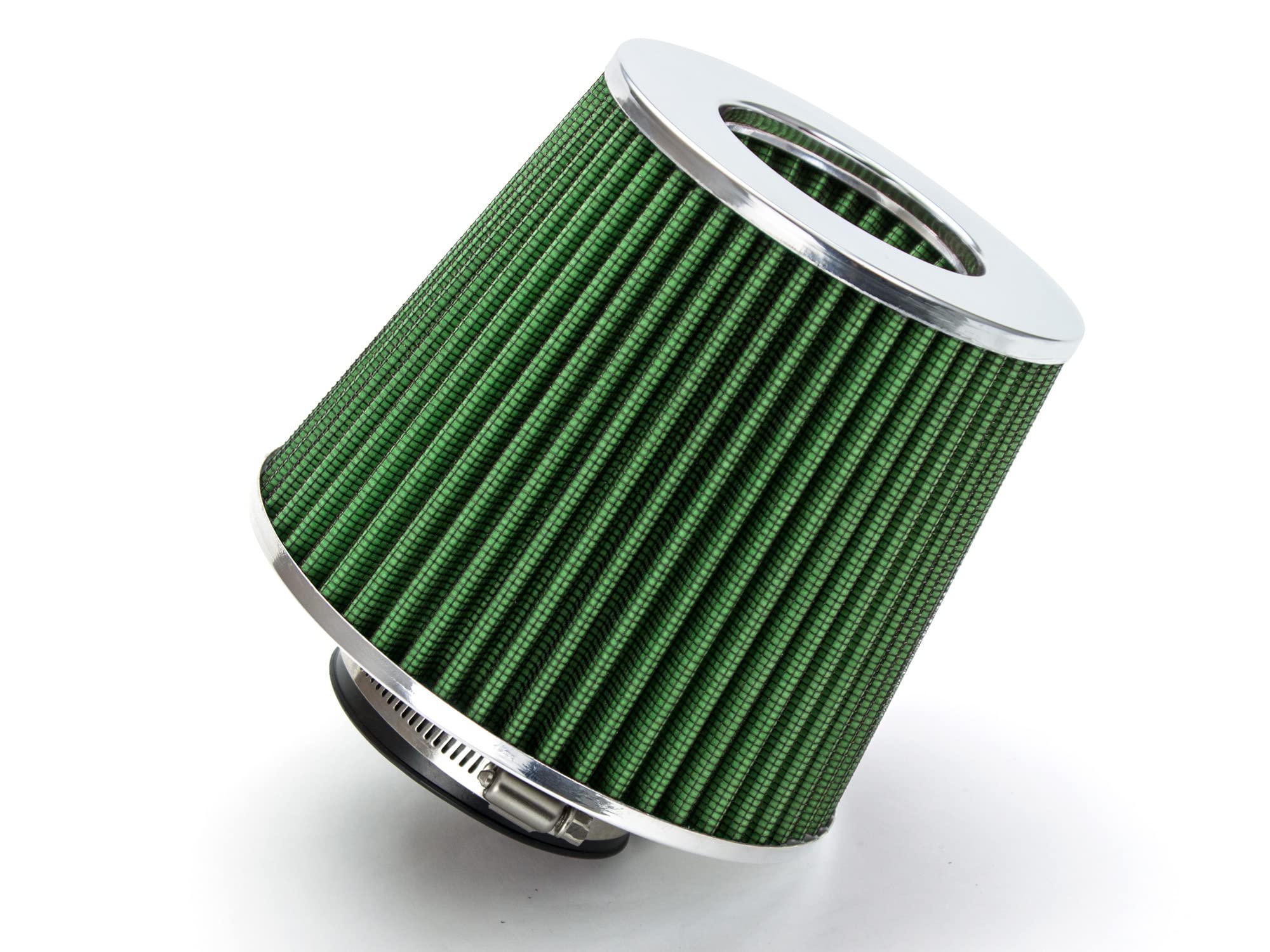 Green 2.75'' 70 Mm Inlet Cold Air Intake Cone Replacement Performance Washable Clamp-On Dry Air Filter
