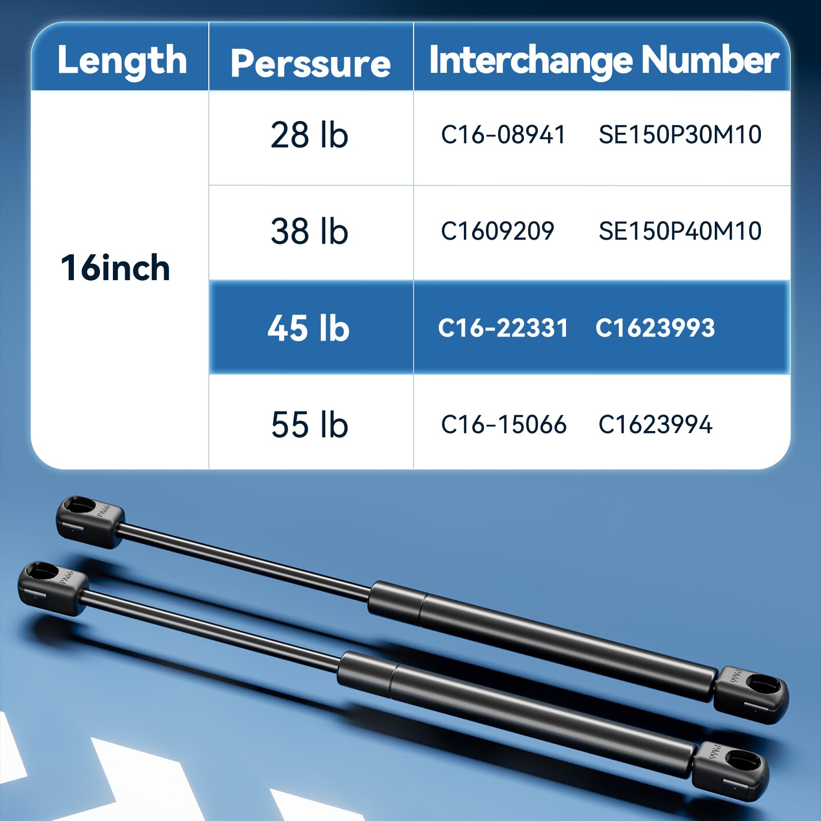 ARANA PROP 16 inch 45lb Gas Props, C16-22331 Gas Struts 15.7 inch Gas Shock Lift-Support for are Leer Camper Shell Rear Window T