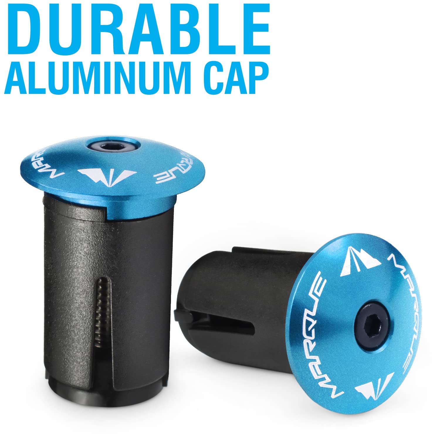 Marque Alloy Enz Handle Bar End Plugs - 2Pcs Per Set (Blue)