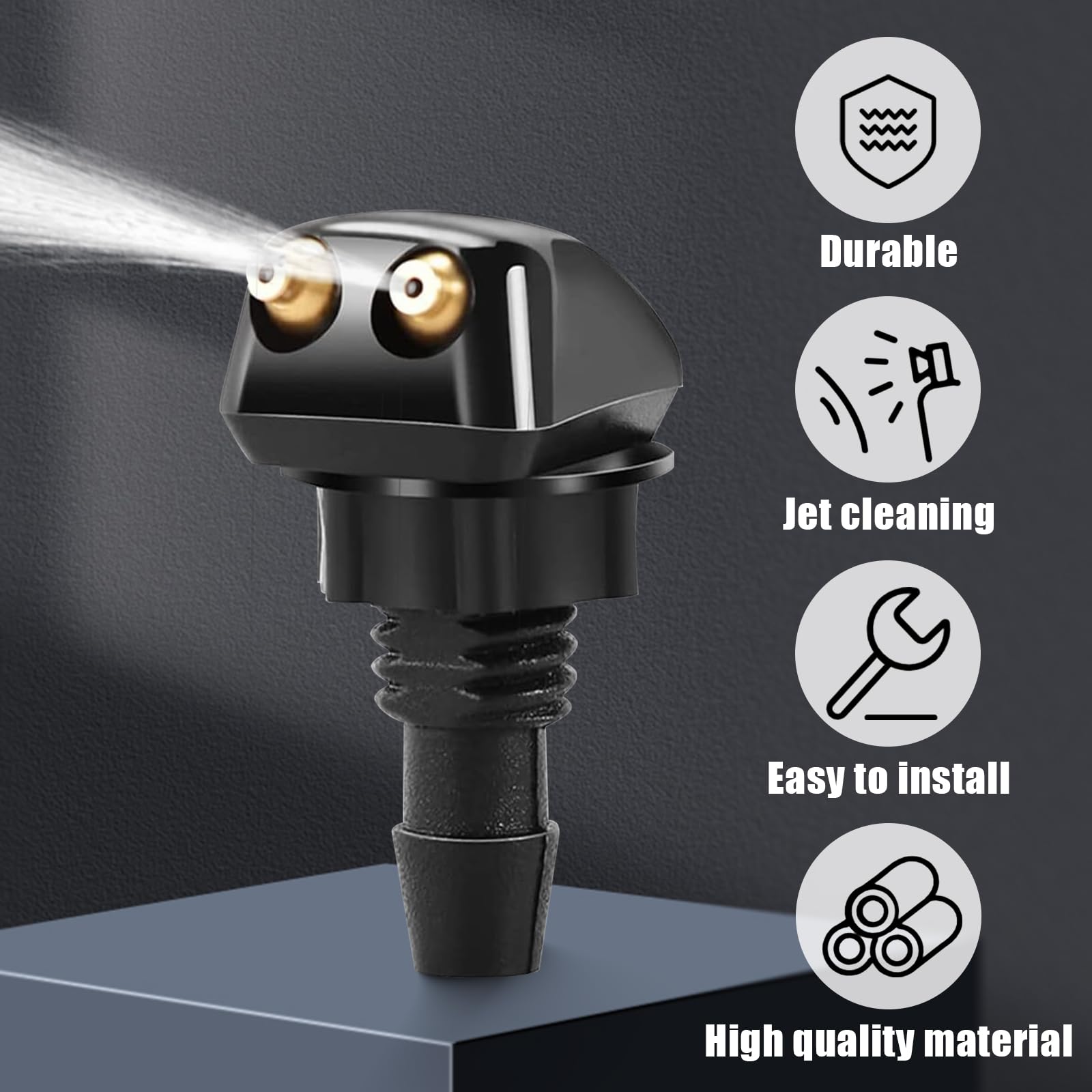 Xbrtaia 2 Pack Front Windshield Washer Nozzles Including Adapters And Hoses, Front Windshield Washer Nozzle Kit,Windshield Washe