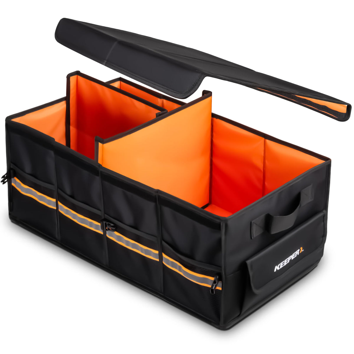 KEEPER Standard Trunk Organizer, 48L, Multi-Compartment Collapsible Car Organizers and Storage, Non-Slip Bottom, Suitable for SU