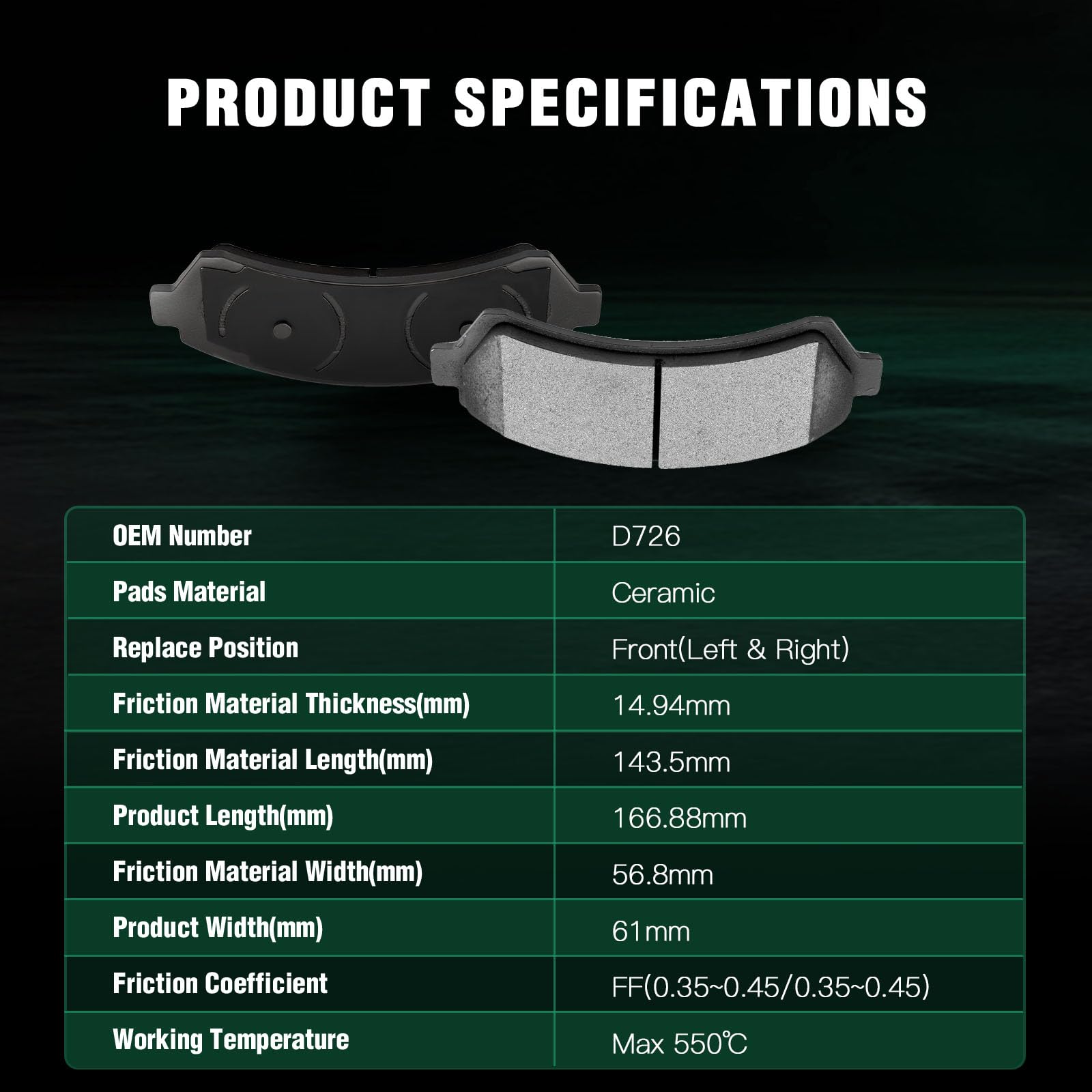 Automuto 8Pcs Front & Rear Ceramic Disc Brake Pads Set D729 D726 For Chevrolet Blazer S10 For Gmc Jimmy Sonoma For Isuzu Hombre