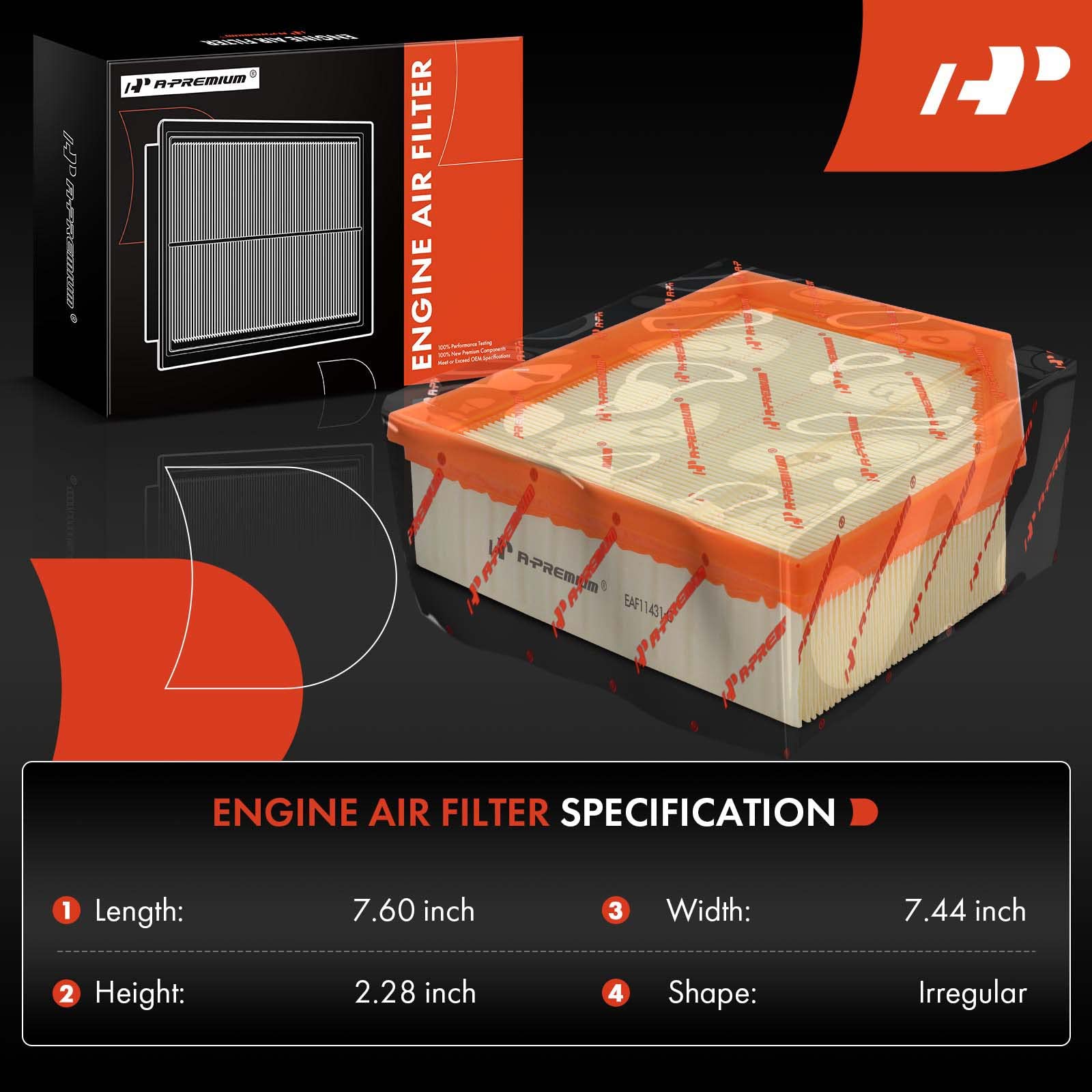 A-Premium Engine Air Filter Compatible With Dodge Dart 2013 2014 2015 2016, 1.4L 2.0L 2.4L, Flexible Panel, Replace# 4627127Ab