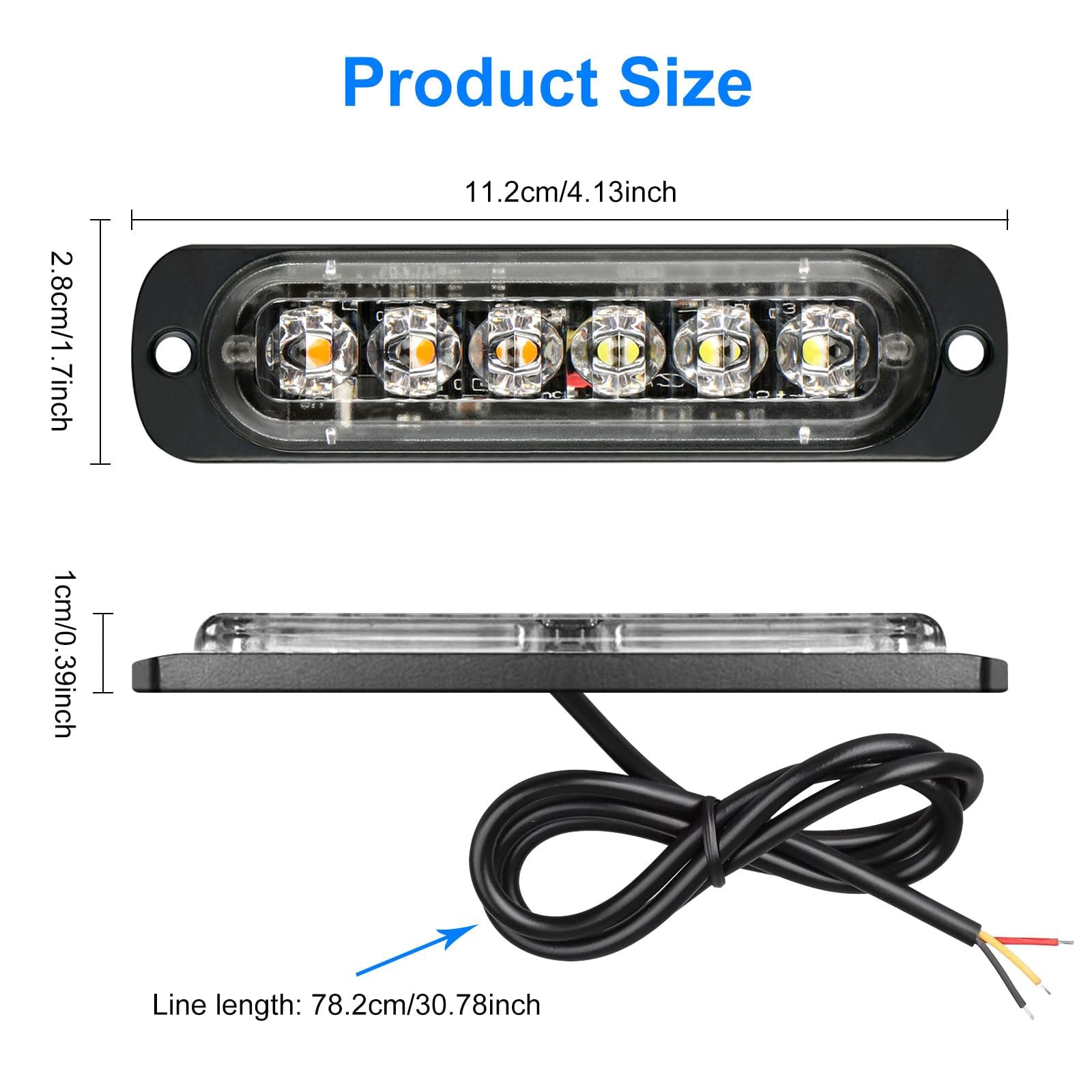 EEEKit 10 Pack LED Strobe Lights, Amber White, 6 LED Warning Lights for Car, Truck, ATV, Surface Mount, Model A8B4520-E001582255FBA