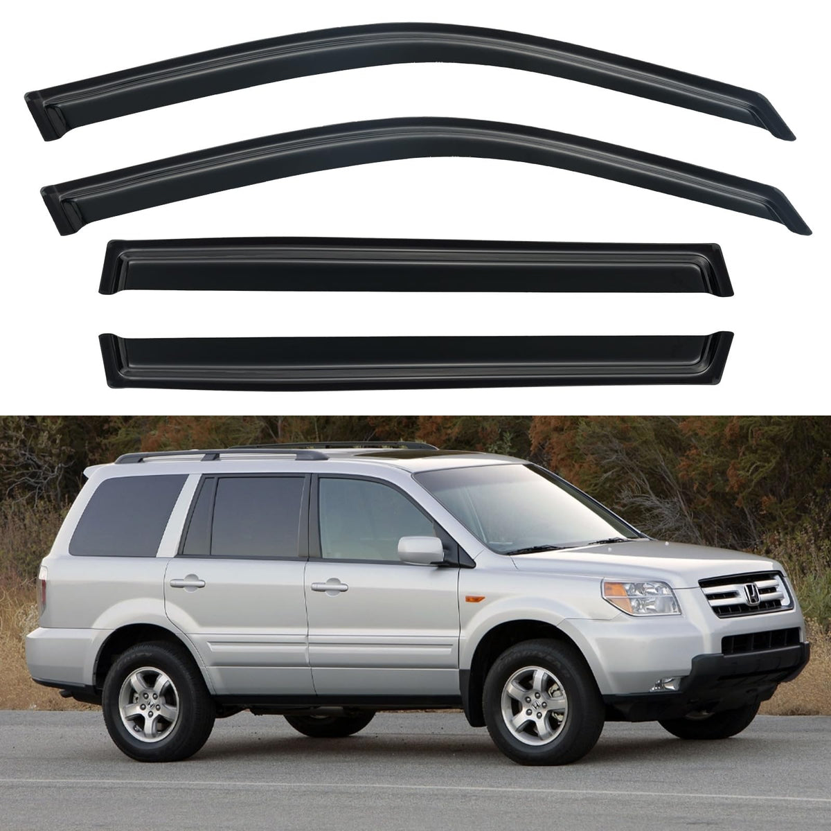 Window Visors Rain Guards Shield for 2003-2008 Honda Pilot, Out-Channel Window Vent Wind Deflectors Visors Shades for 03-08 Pilo