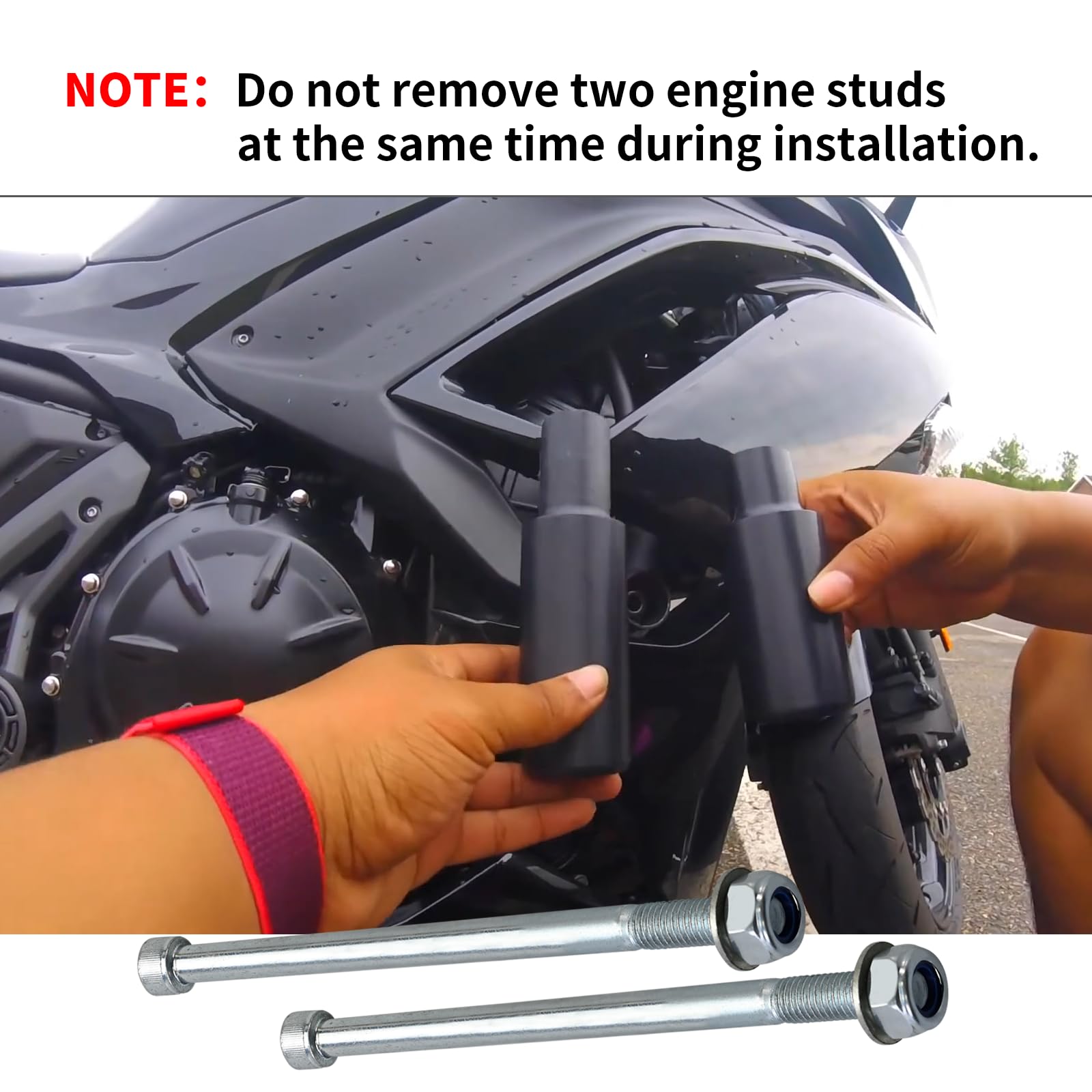 Black No Cut Frame Sliders Fits Kawasaki Ninja 650 Z650 Z 650 KRT EX650 EX 2017 2018 2019 2020 2021 2022 2023 Fits ABS & NON ABS