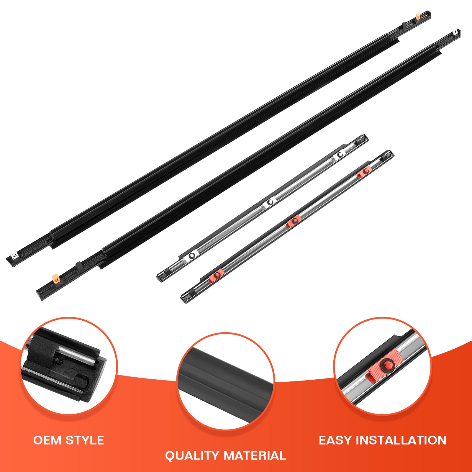 ACLONG Door Window Moulding Trim Front Rear Seal Outside Belt Weatherstrip Compatible with Toyota FJ Cruiser 2007-2014 Replaces#