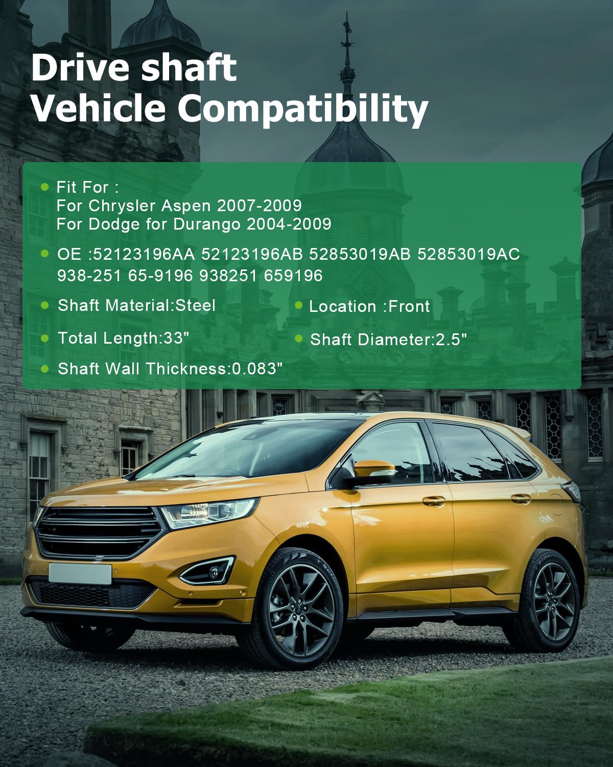 Scitoo?33''?Steel Front Driveshaft Assembly Drive Shaft Prop Shaft For Chrysler Aspen For Dodge For Durango 2004-2009,Oe# 521231