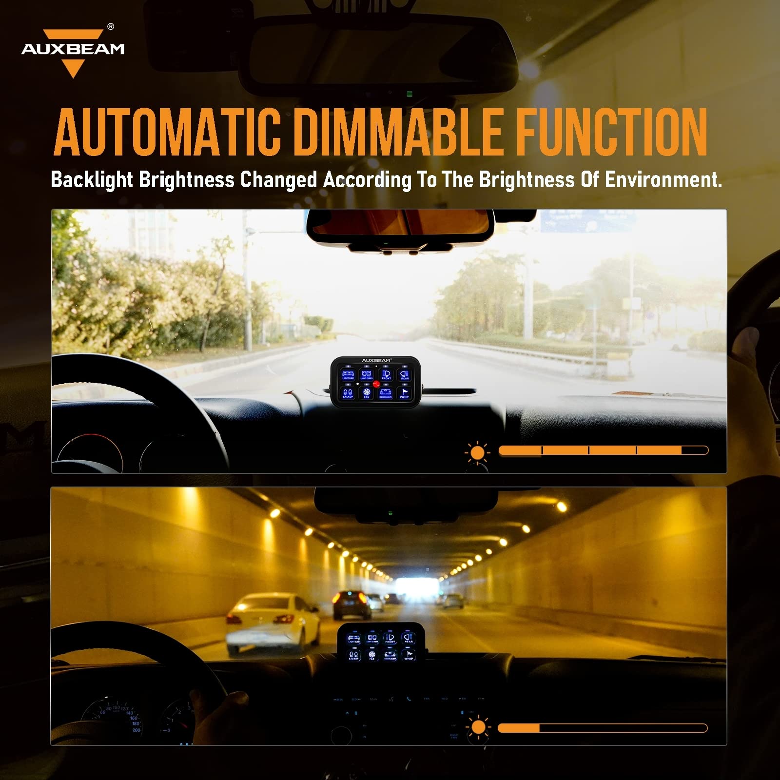 Auxbeam 8 Gang Switch Panel BA80 Automatic Dimmable LED Touch Control Panel Box Electronic Relay System Car Touch Switch Box Uni