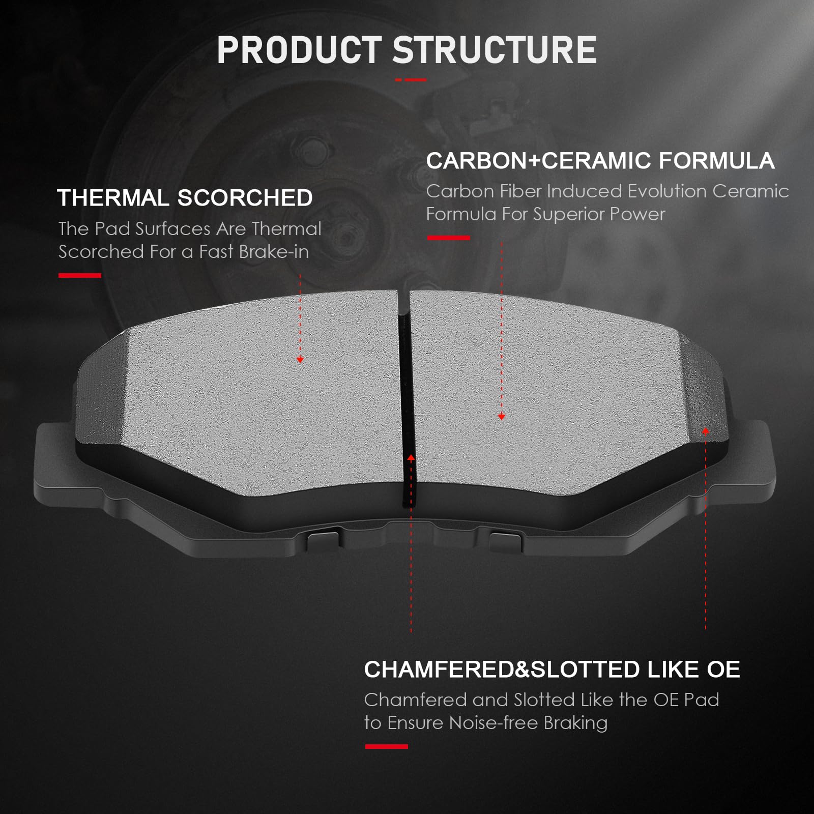Cciyu Professional Ceramic Front Brakes Pads Set Fit For 1993-1997 Geo Prizm,1992-2001 For Toyota For Camry,1994-1997 For Toyota