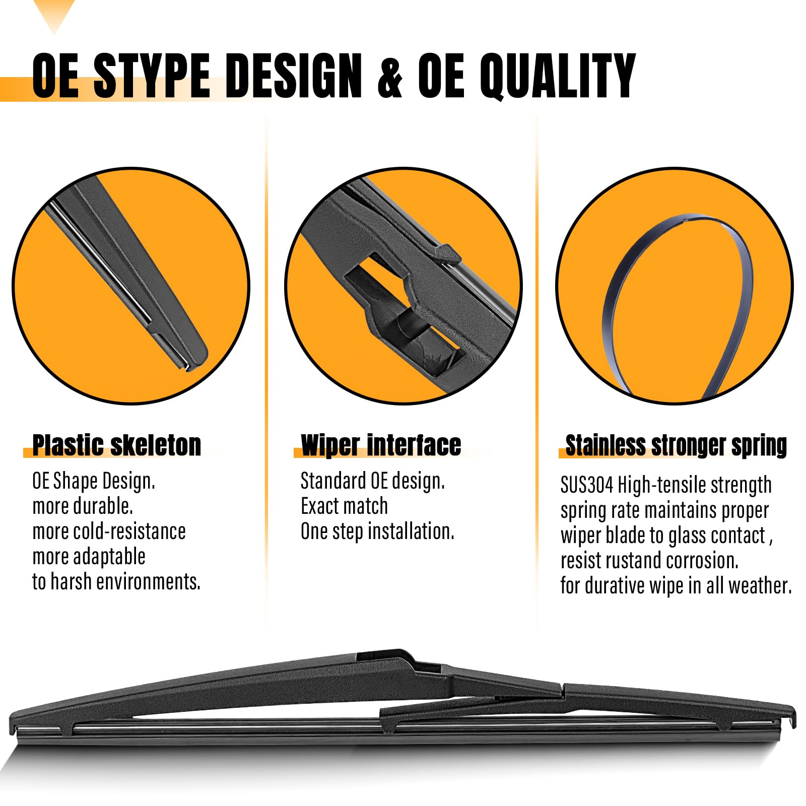 Autoboo 12 Inch Rear Wiper Blade For 2001-2012,19-23 Toyota Rav4,01-19 Highlander,Dodge Journey Durango,Jeep Grand Cheerokee,Sci