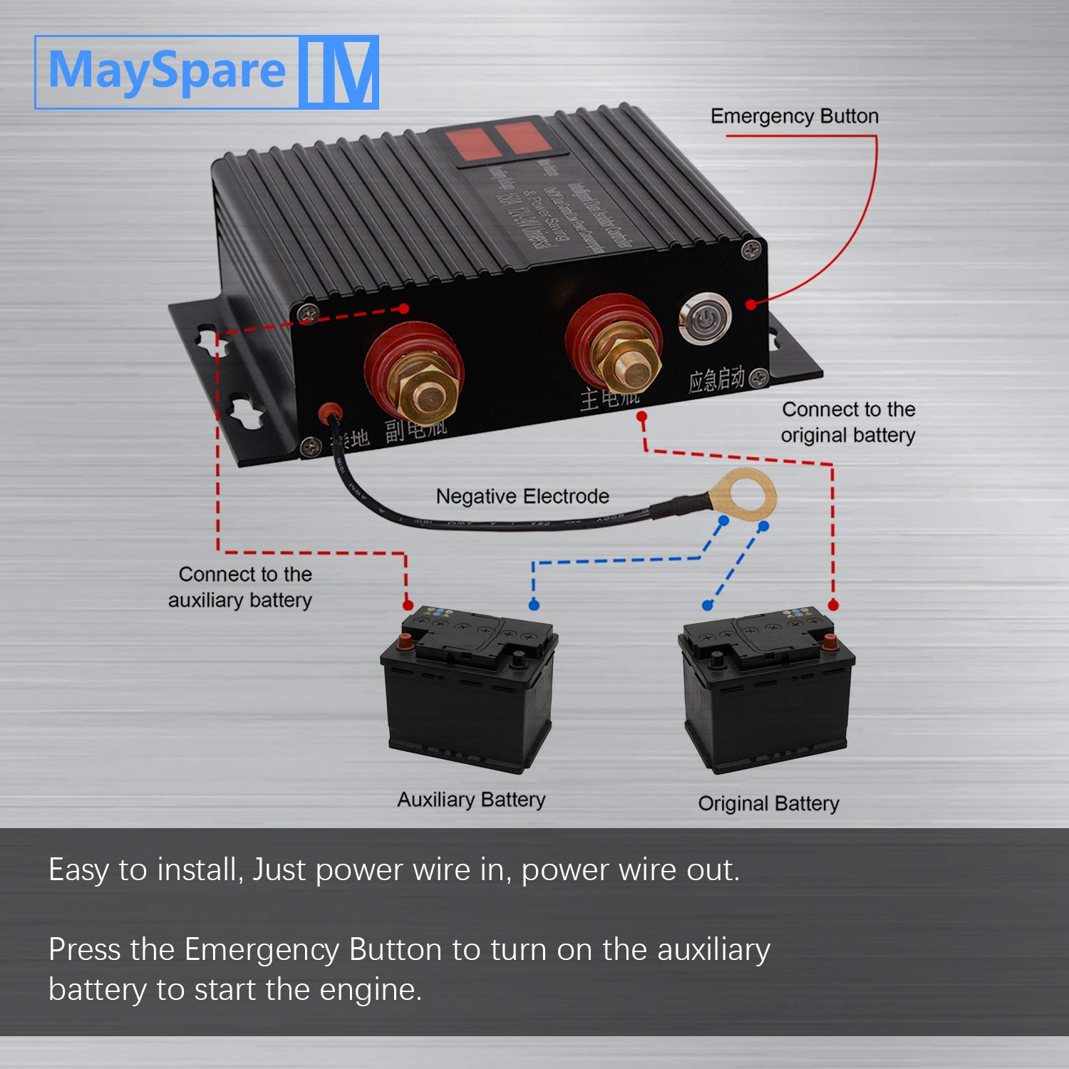 150 Amp Dual Battery Smart Isolator Universal 12V/24V Voltage Sensitive Relay for ATV, UTV, RV, Truck, SUV Off-Roader Vehicle, H
