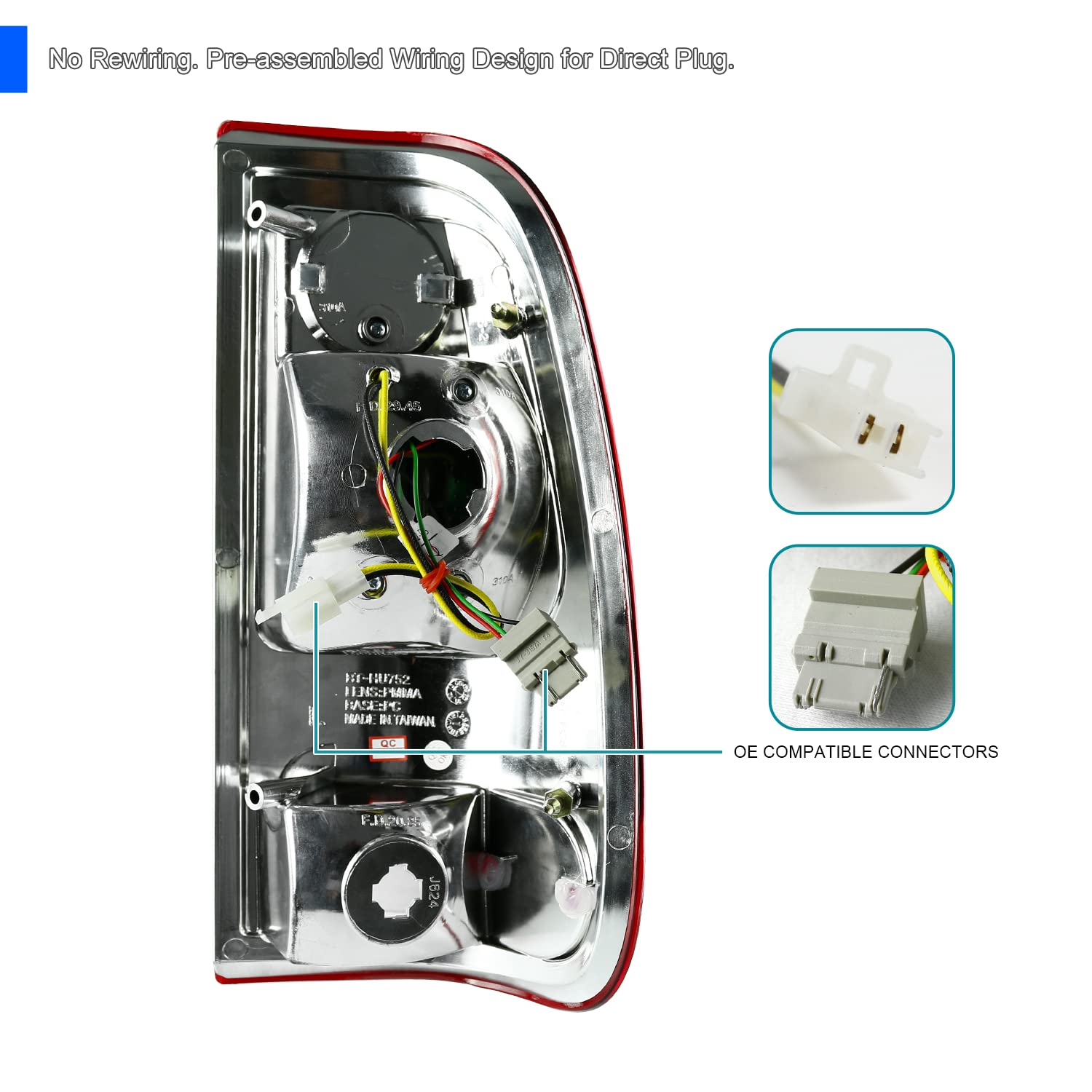 Spec-D Tuning Red Clear Lens Led Tail Lights Compatible With 2008-2016 Ford Superduty F250 F350 F450 F550 Left + Right Pair Asse