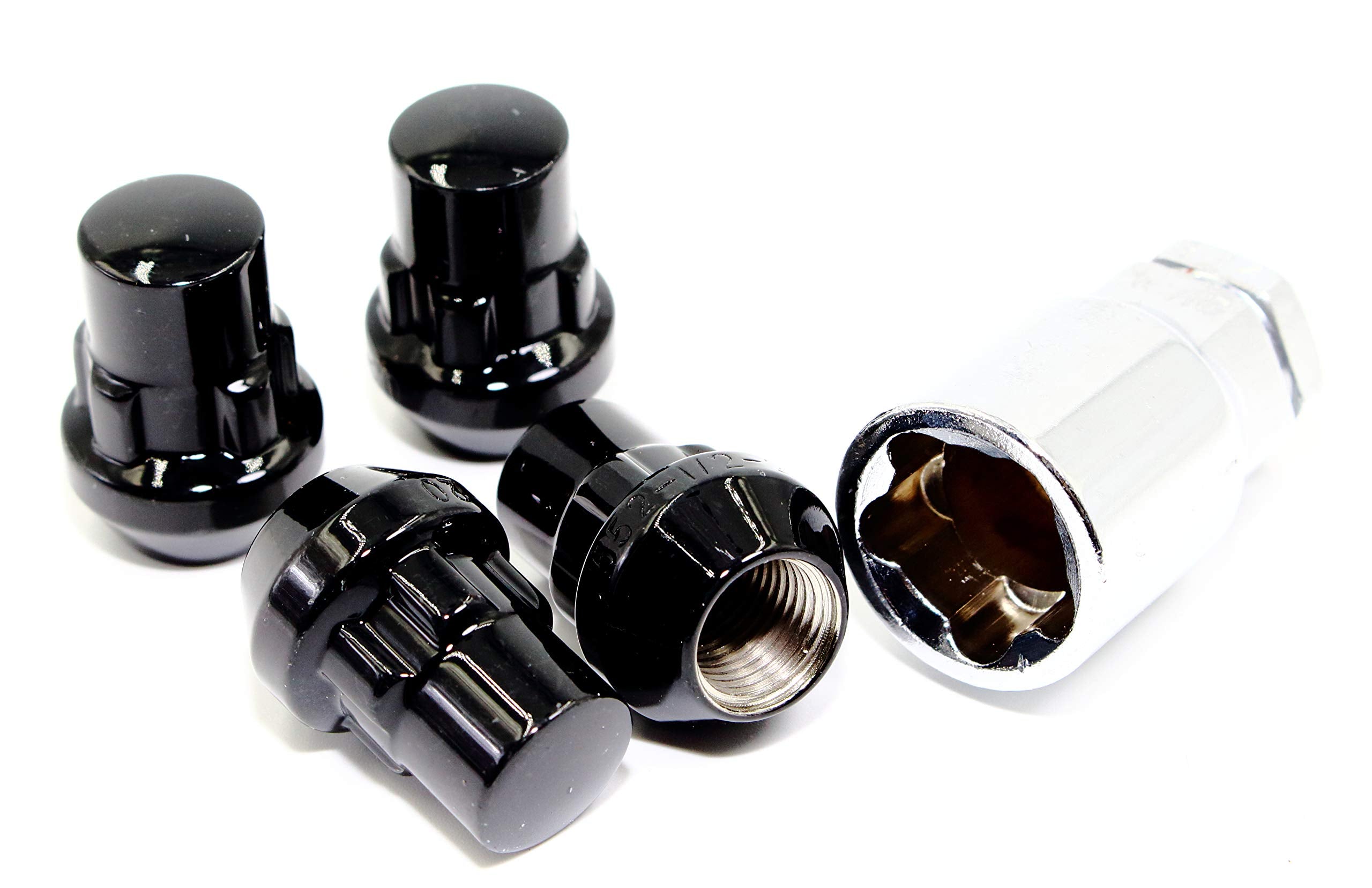 Set Of 4 12X1.25 Veritek Gloss Black Acorn Bulge Tuner 1.40 Inch Wheel Locks For Select Infiniti Nissan Subaru Factory Wheels And Aftermarket Custom Wheels
