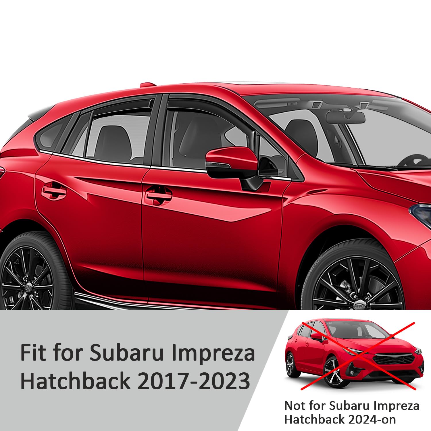 Voron Glass In-Channel Extra Durable Rain Guards For Subaru Impreza 2017-2023 Hatchback, Window Deflectors, Vent Window Visors,