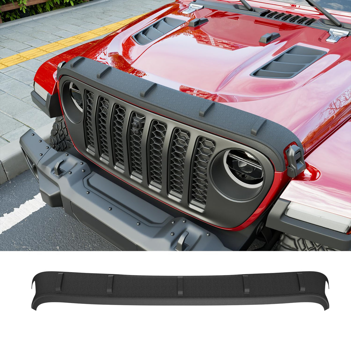 powoq Hood Deflector Compatible with 2020-2025 Jeep Gladiator JT Deflector TPE Shield Wrangler JL Hood Protector Replacement for