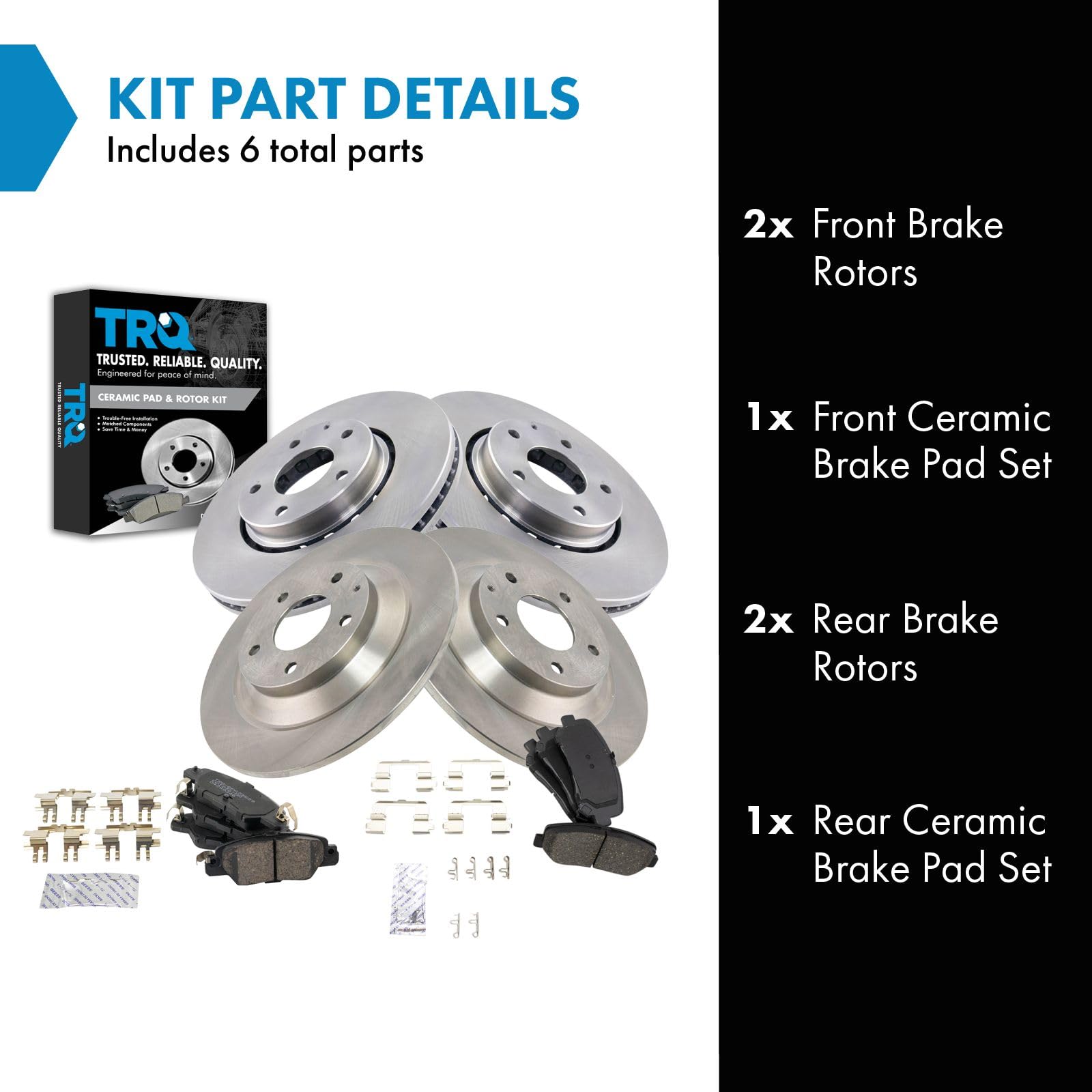 Trq Front And Rear Brake Pad & Rotor Kit Brake Pads Brake Rotor Ceramic Compatible With 2016-2018 Mazda Cx-5