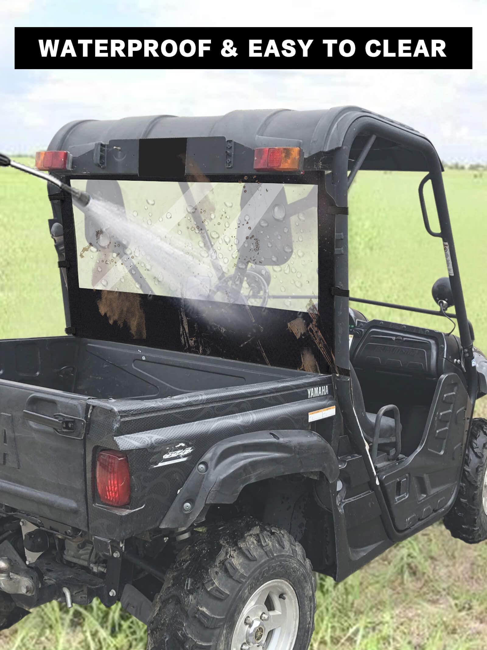 Zidiyoruo Soft Rear Windshield For Yamaha Rhino & Massimo Utvs - Pvc Windscreen With Excellent Visibility, Waterproof & Tough Against Punctures, Tears & Abrasion.