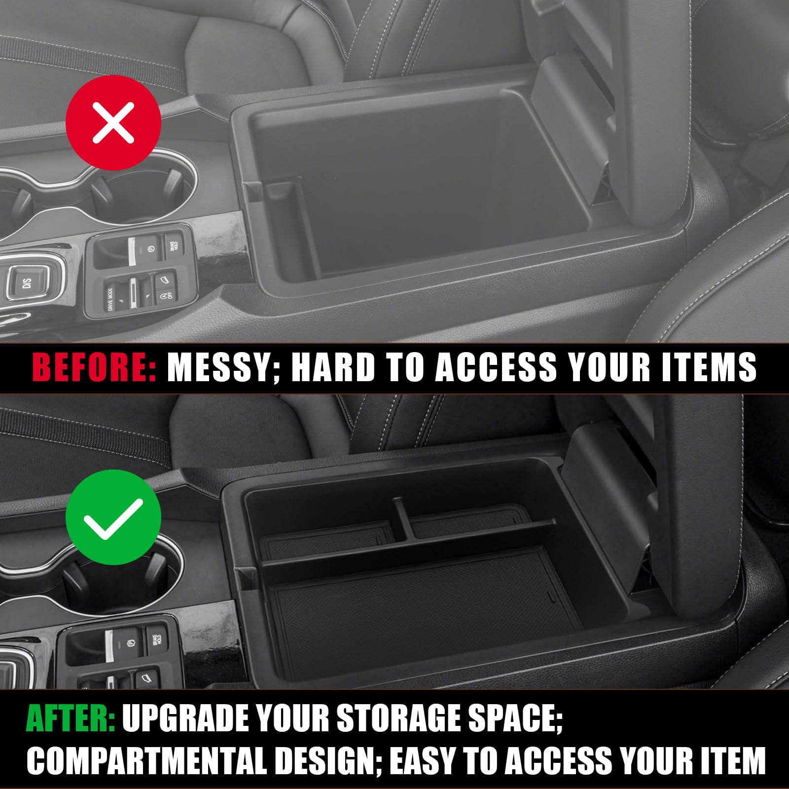 Muslogy Center Console Organizer Compatible with Honda Pilot 2023-2024, 2024 Ridgeline/Passport Center Console Storage Box Divid