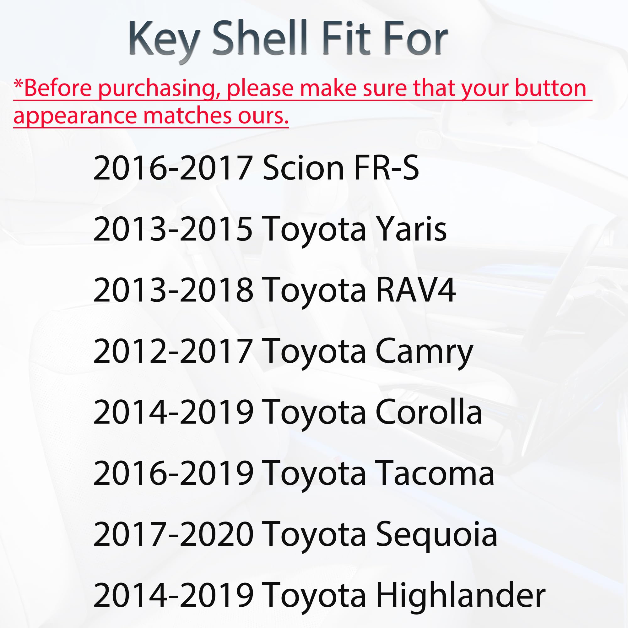 SUPALAND Key Fob Shell Case Replacement Fits for Toyota Camry Corolla RAV4 Highlander Tacoma Yaris Scion 2012 2013 2014 2015 201