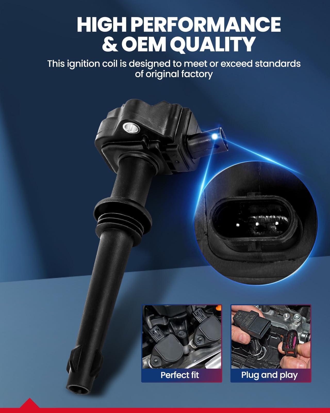 KAX UF658 Ignition Coil 4 Packs Fit for C250 2012-2015,SLK250 2012-2015