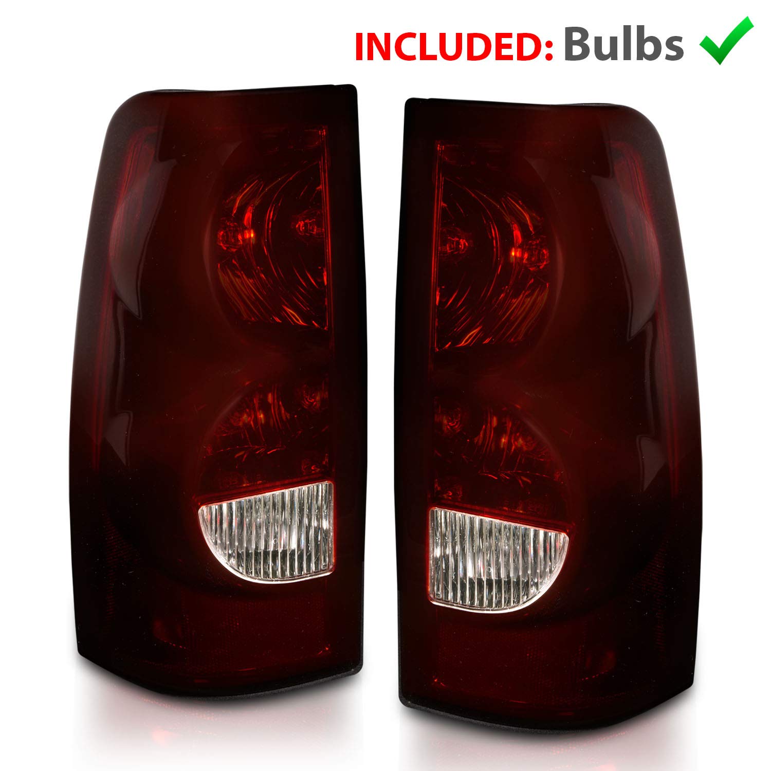Amerilite For 1999-2002 Chevy Silverado / 99-06 Gmc Sierra Pickup Oe Dark Red Replacement Tail Lights Pair - Passenger & Driver