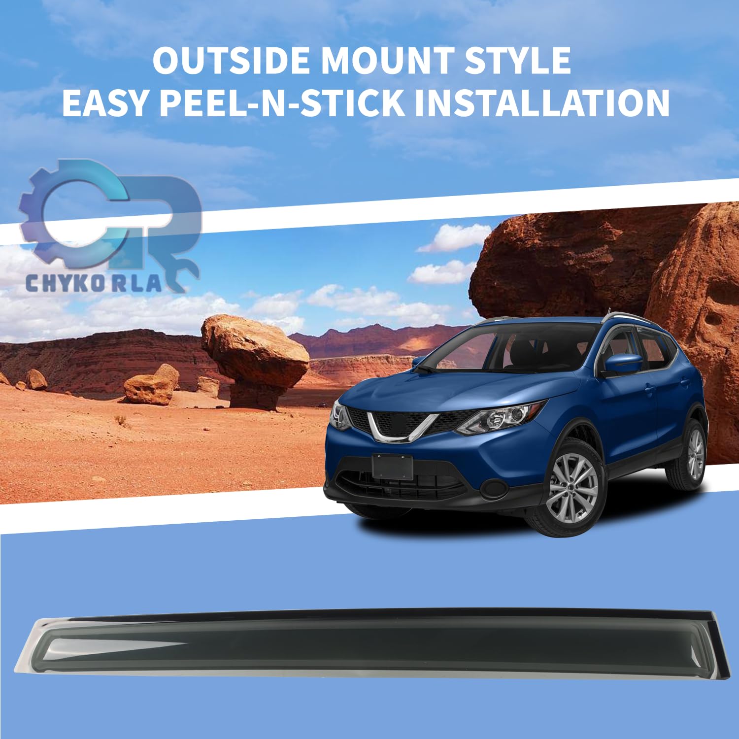 4 PCS Rain Guards Fit for 2021-2024 Nissan Rogue S, SV, SL, Platinum, Outside Mount Side Window Visor Deflectors, Smoke Tinted V