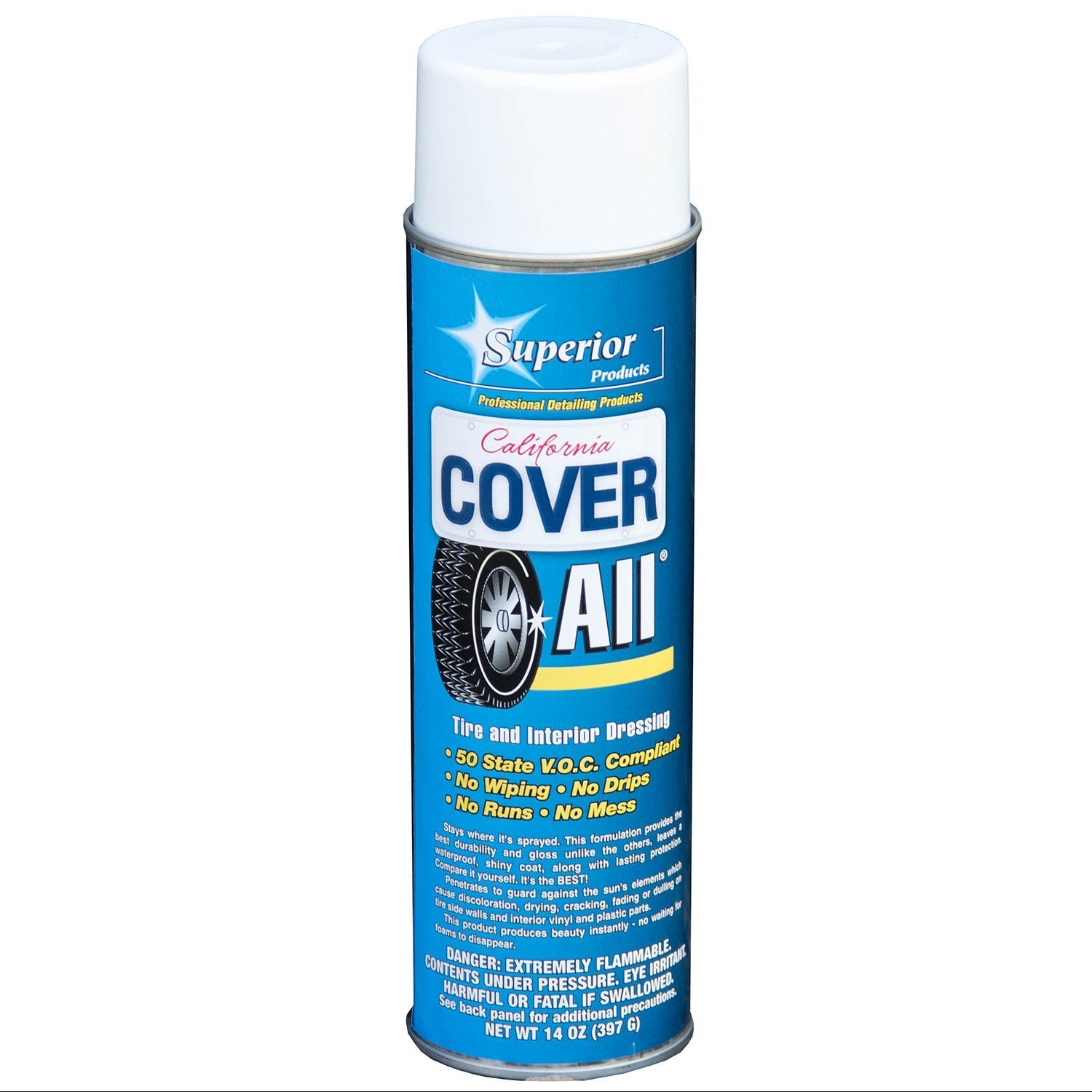 Superior Products California Cover All Automotive Tire Shine Aerosol Spray Can & Professional Grade -Tire Dressing - High Gloss