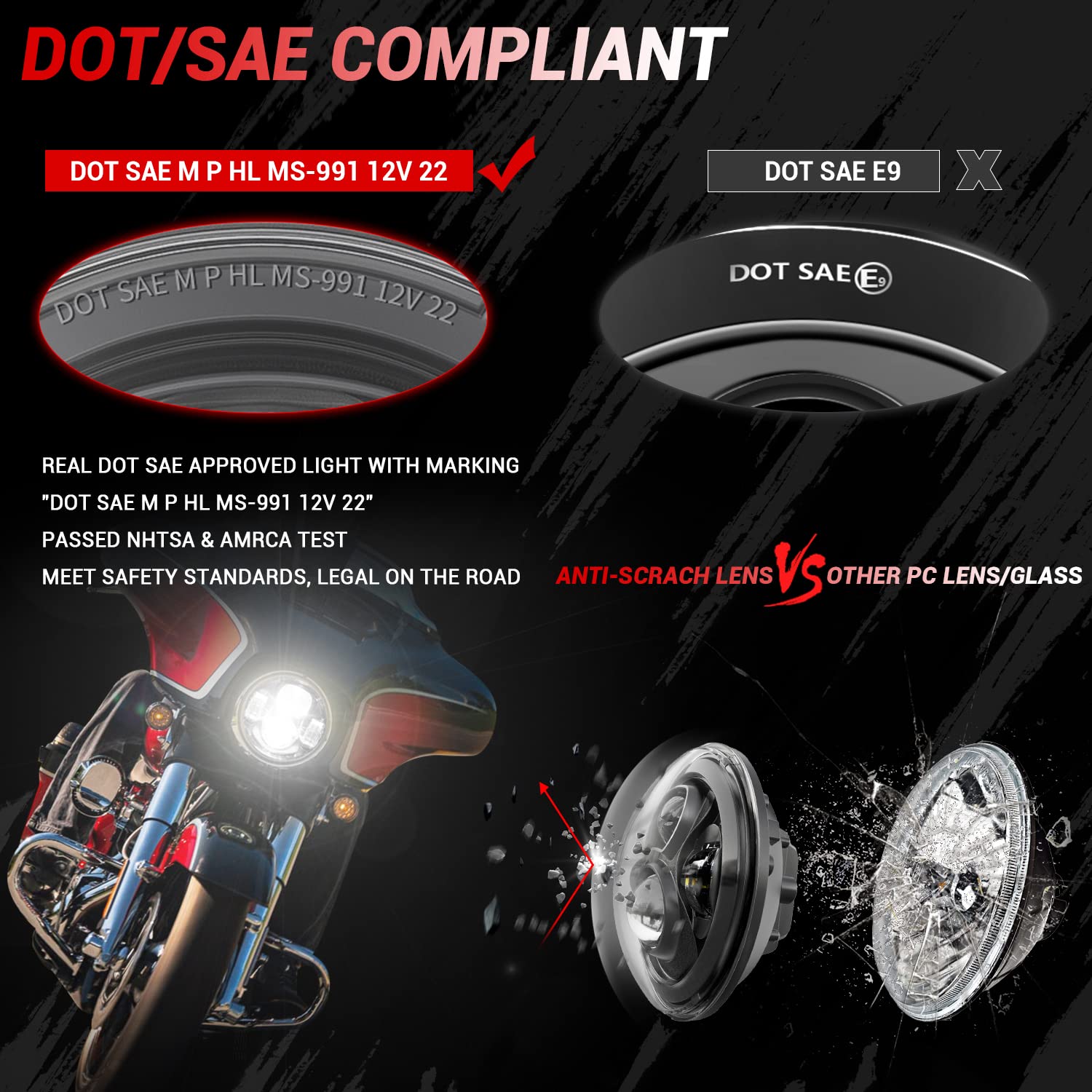 Z-Offroad New Motorcycle 7 Inch Led Headlight Dot Kit Compatible With Harley Davidson Touring Street Glide Road King Special Ele