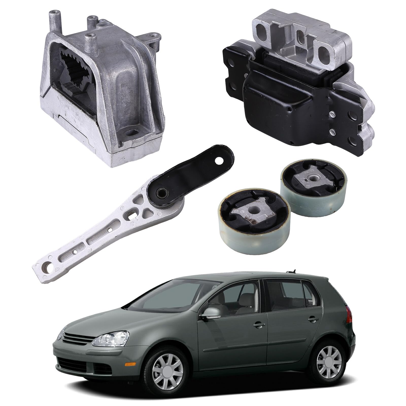 Oskkude Engine Motor Mount Kits Compatible With Vw Jetta 18-05 L5-2.5L Sedan Vw Jetta 14-08 L5-2.5L Wagon Vw Rabbit 09-06 L5-2.5L Engine Transmission Mount Replace 1K0199855Bb, 1K0199262Bc