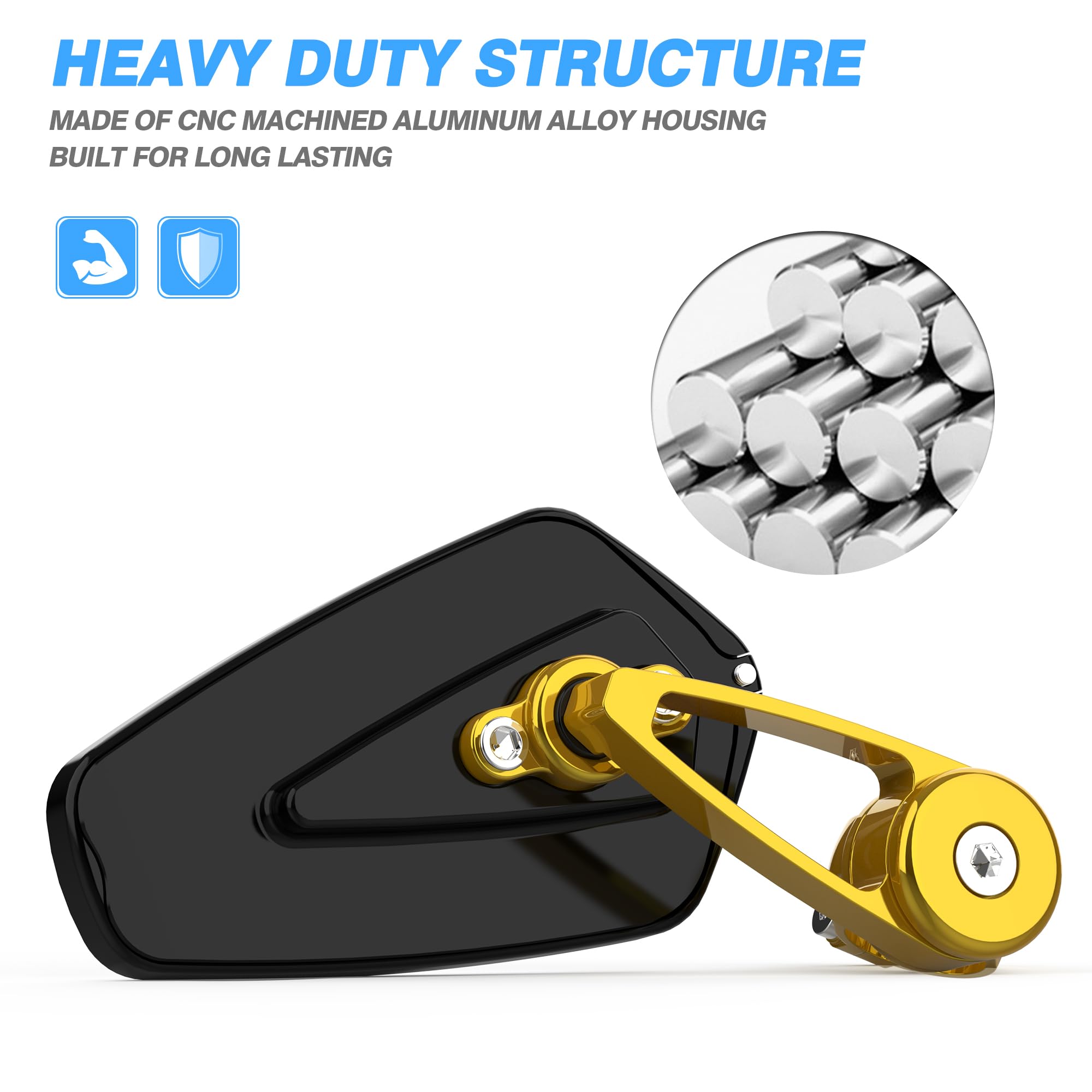 Mictuning Cnc Motorcycle Mirrors - 7/8'' (22Mm) Bar End Rear View Mirrors Compatible With Most Honda Grom, Yamaha, Kawasaki, Duc