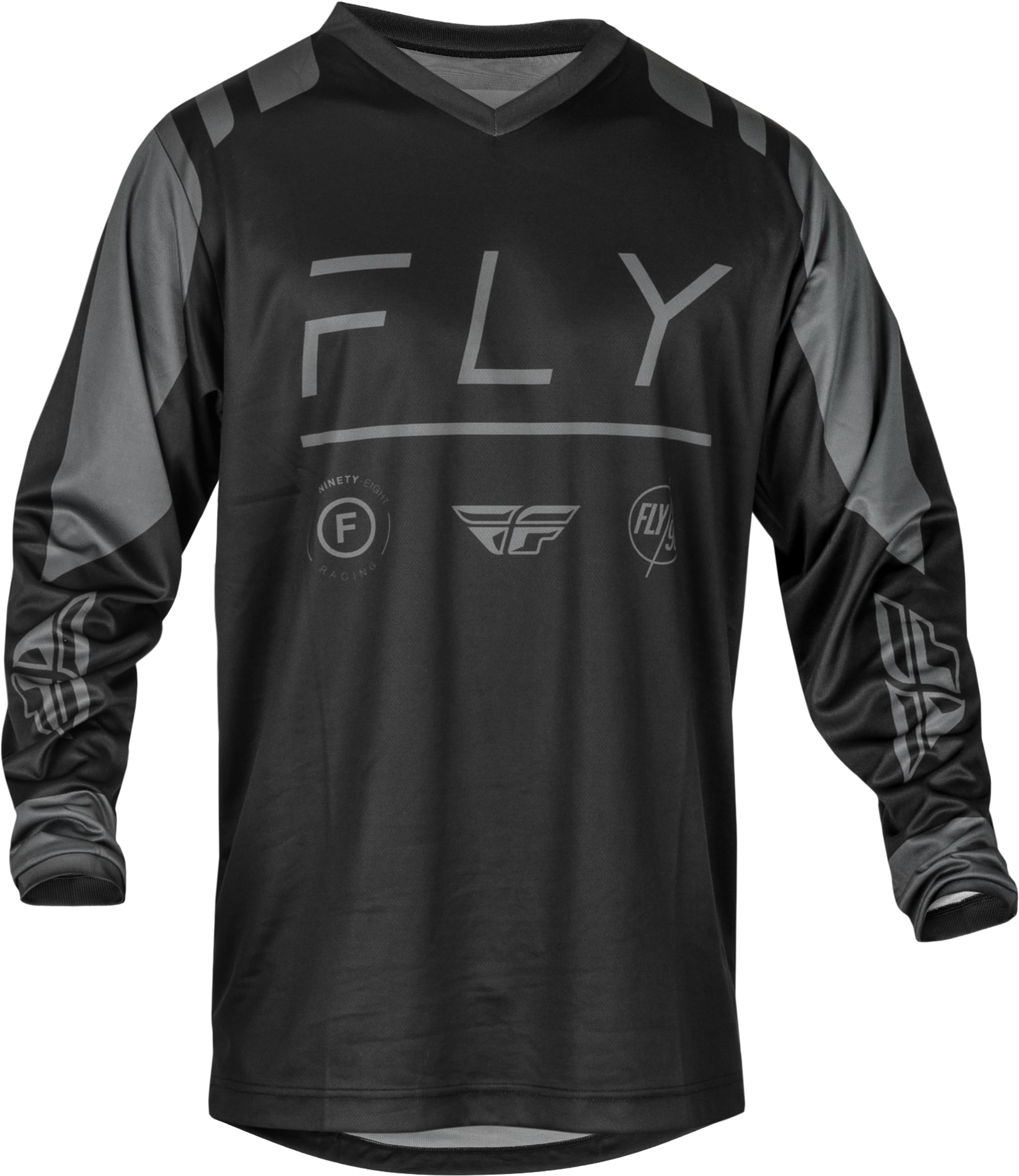 Fly Racing F-16 Mens Jersey (Black/Charcoal, Medium)
