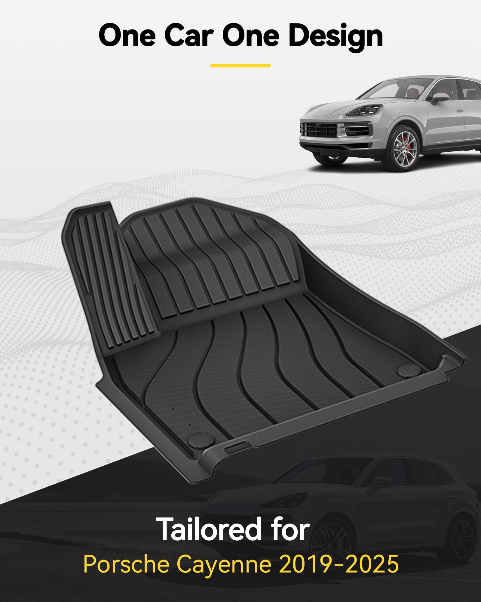 3W Floor Mats Fit Porsche Cayenne 2019-2024 2025 (5 Pcs), Tpe All Weather Custom Fit Floor Liner For Porsche Cayenne 1St And 2Nd