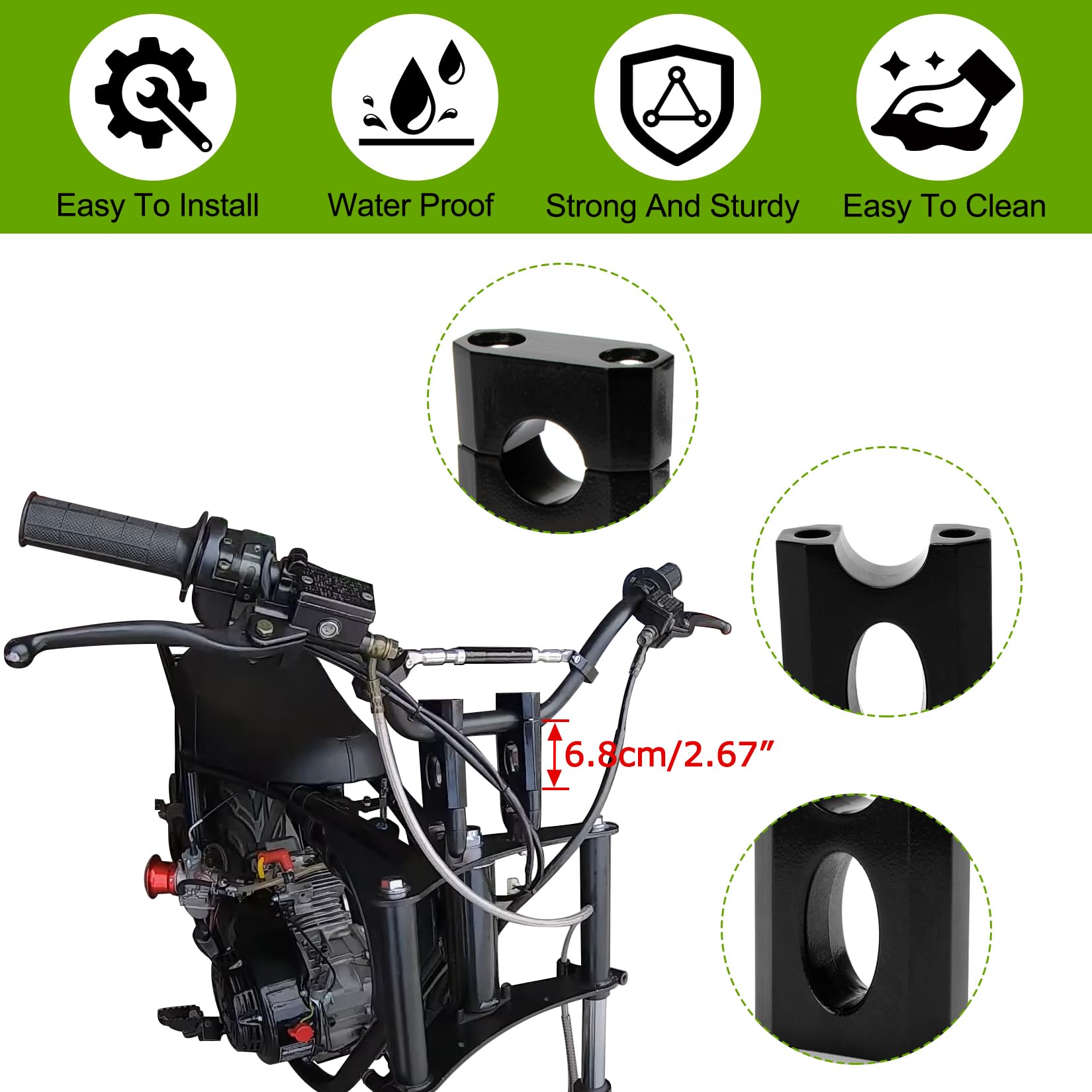 7/8'' Handlebar Risers - 7/8'' 22 mm Handlebar Mount Clamp Risers for Coleman Bt200x Ct200 SSR125 Razor MX350 MX650 Dirt Pit Bik