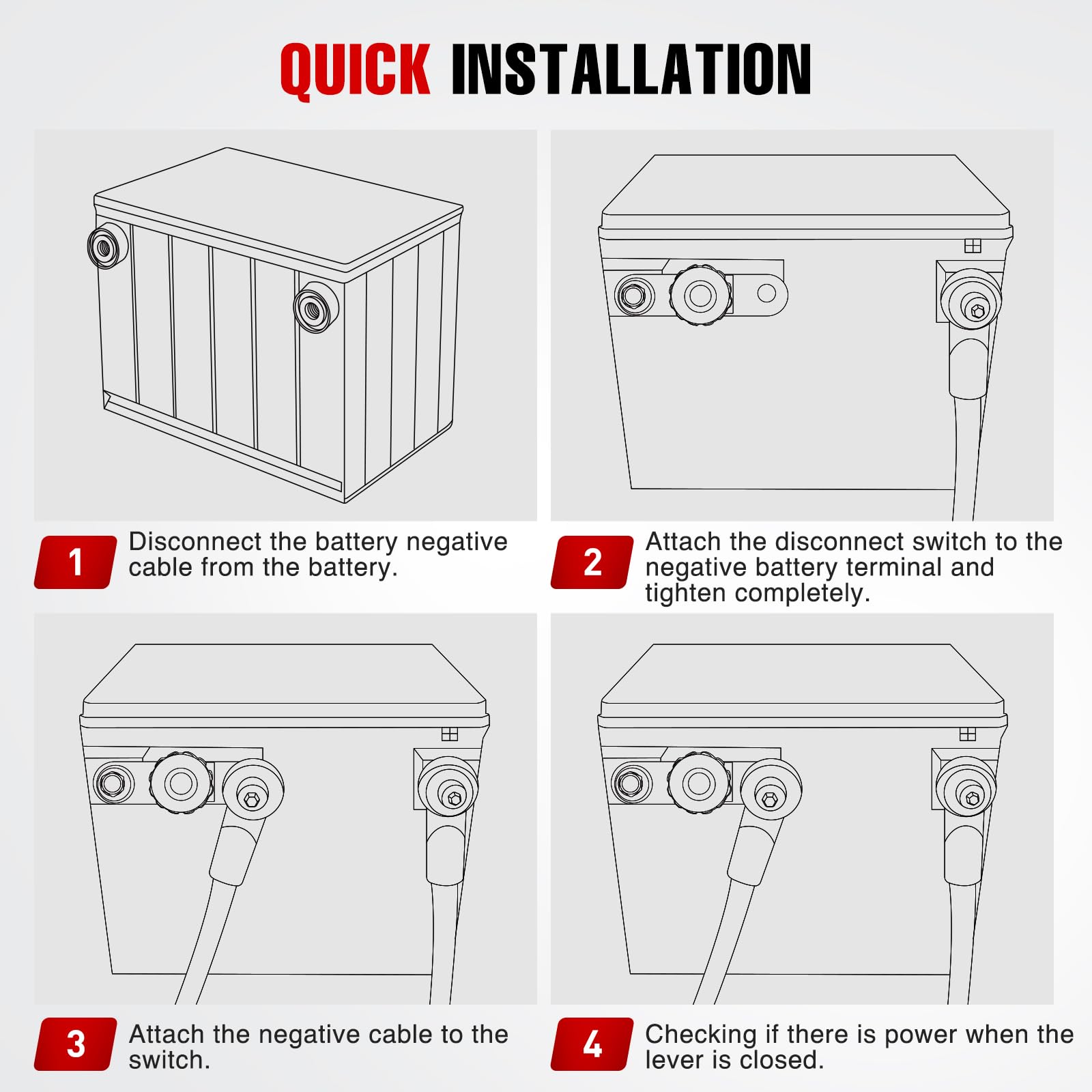 Nilight Side Post Battery Switch Heavy Duty 12Dvc 125A Negative Kill Power Master Cut Off Isolator With Knob Quick Disconnect Fo