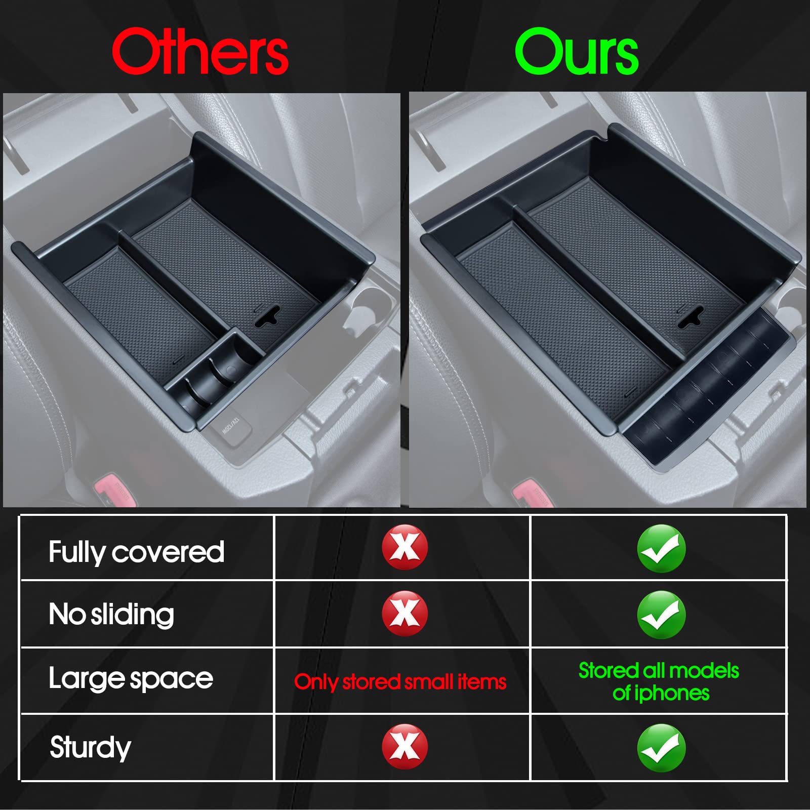 Diamooky Upgraded Center Console Organizer For Toyota 4Runner 2024 2023 2022 2021 2020 2019 2018 2017 2016-2010 Full Size Tray I