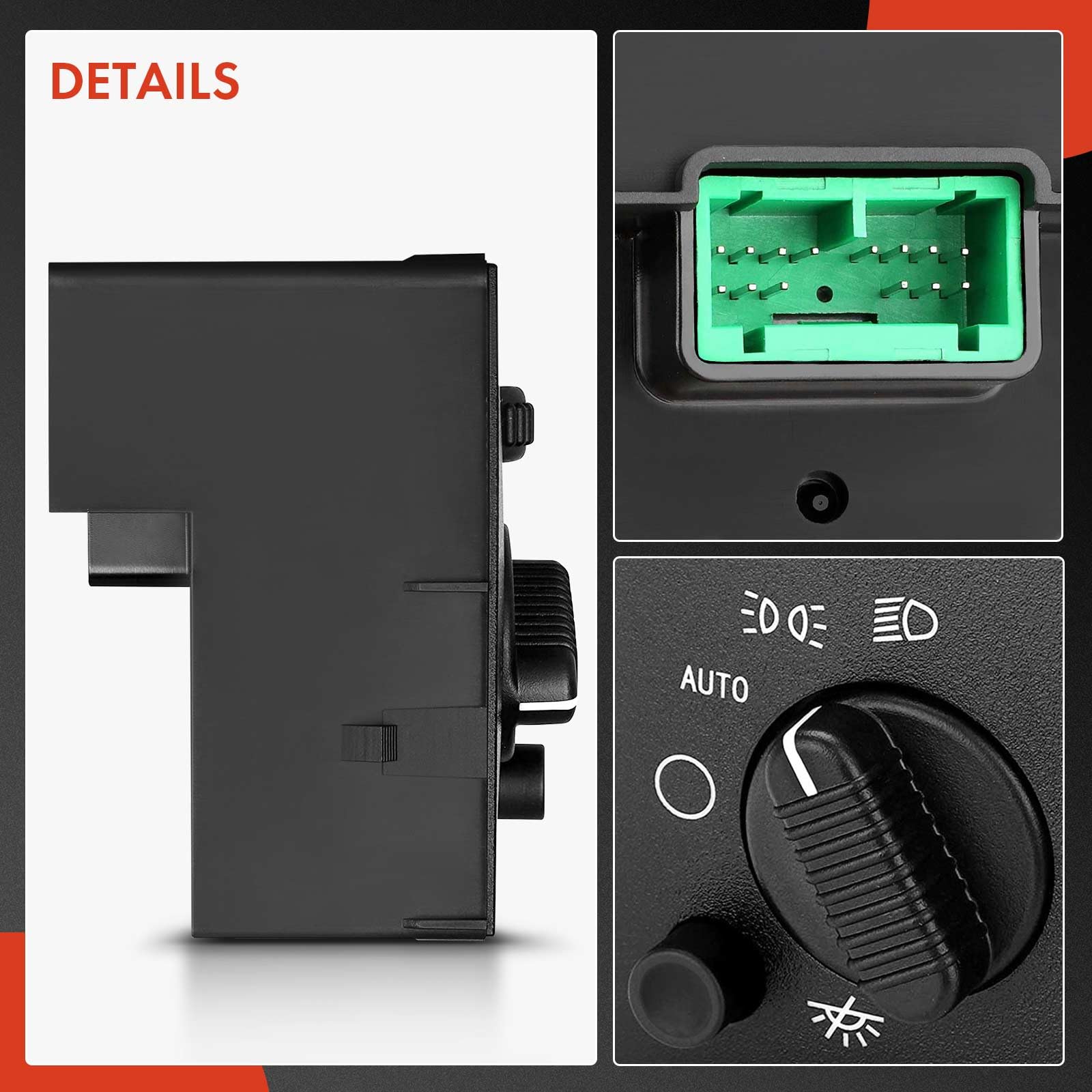 A-Premium Headlight Switch Headlamp Dimmer Switch White LED Light Compatible with 2003-2007 Chevy Silverado Tahoe Suburban & GMC Sierra Yukon & Cadillac Escalade