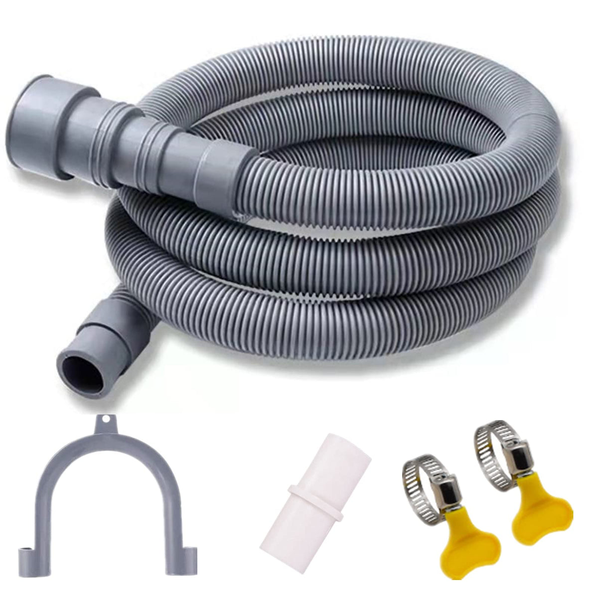 Yunlovxee Dishwasher Washing Machine Drain Hose, Universal Drain Hose Extension Kit With Adapter For Washer Dishwasher Kitchen Frigidaire Whirlpool Lg Samsung Ge, Hose Clamps, U-Bend Holder (6.5 Ft)