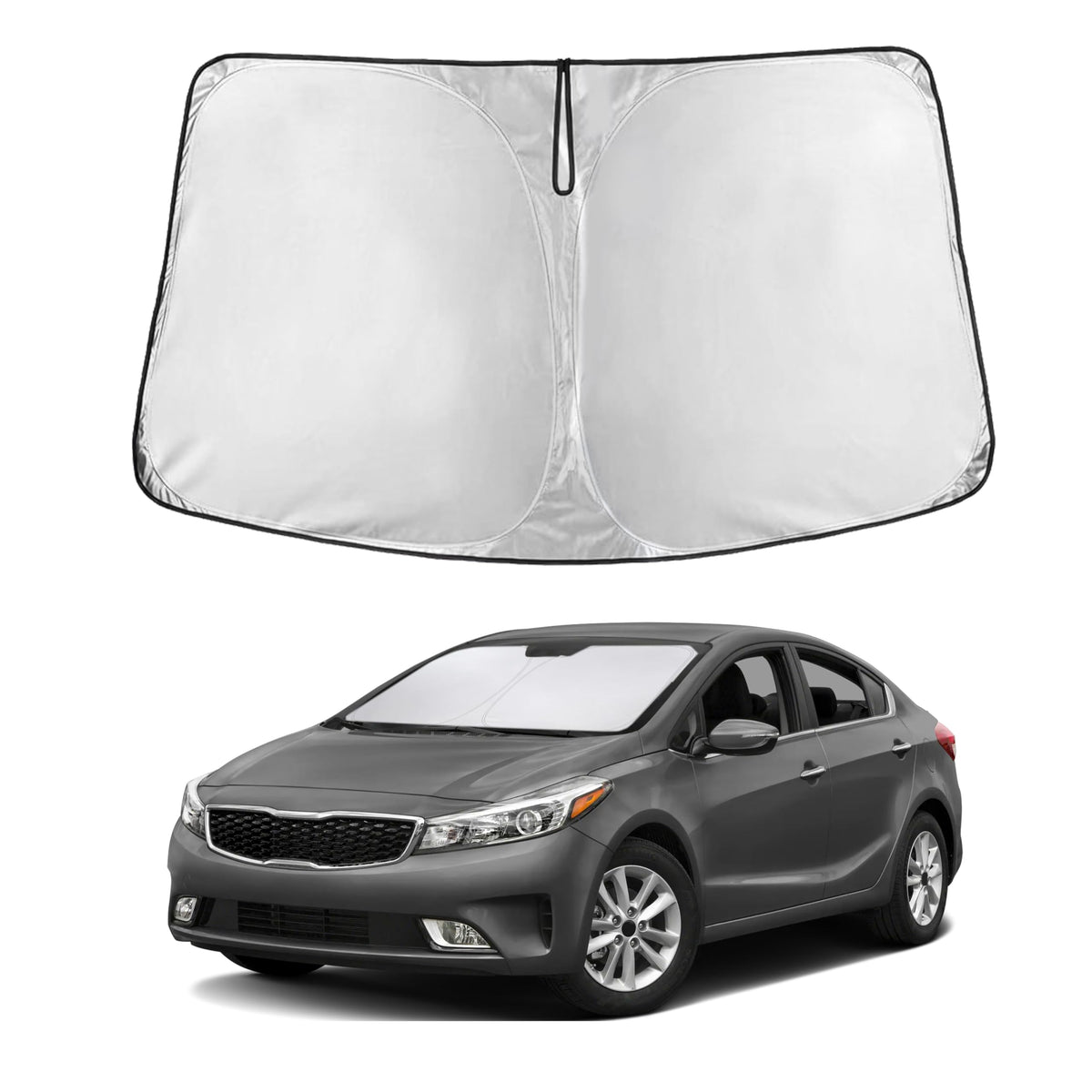 For Kia Forte 2019-2024 2025 Windshield Sunshade Compatible-Econour 240T Polyester Material Cars Sun Visor Reflector Blocks Uv R