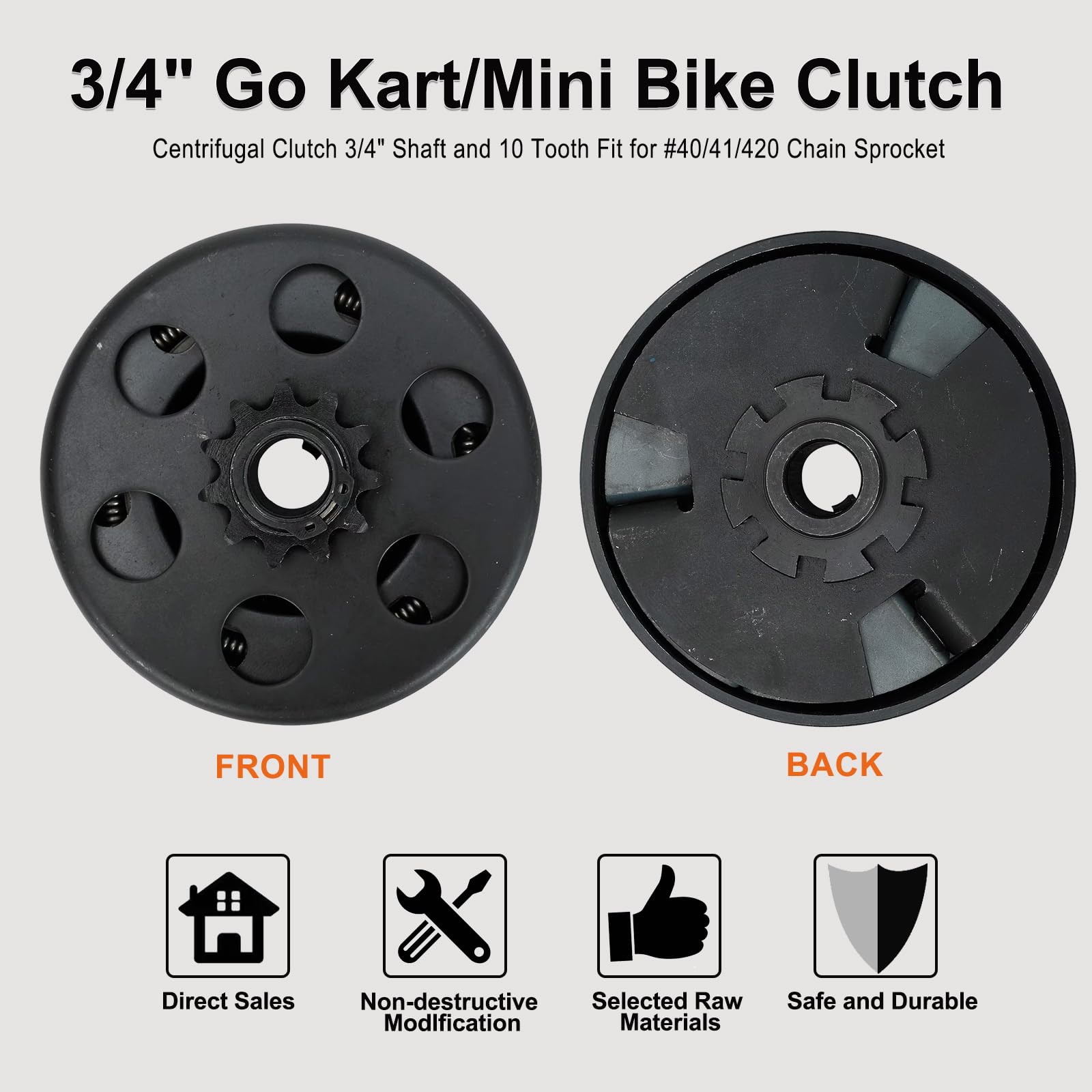 Centrifugal Clutch 3/4 Shaft And 10 Tooth Fit For #40/41/420 Chain Sprocket For Go-Karts Mini Bike Lawnmower Engine 6.5Hp