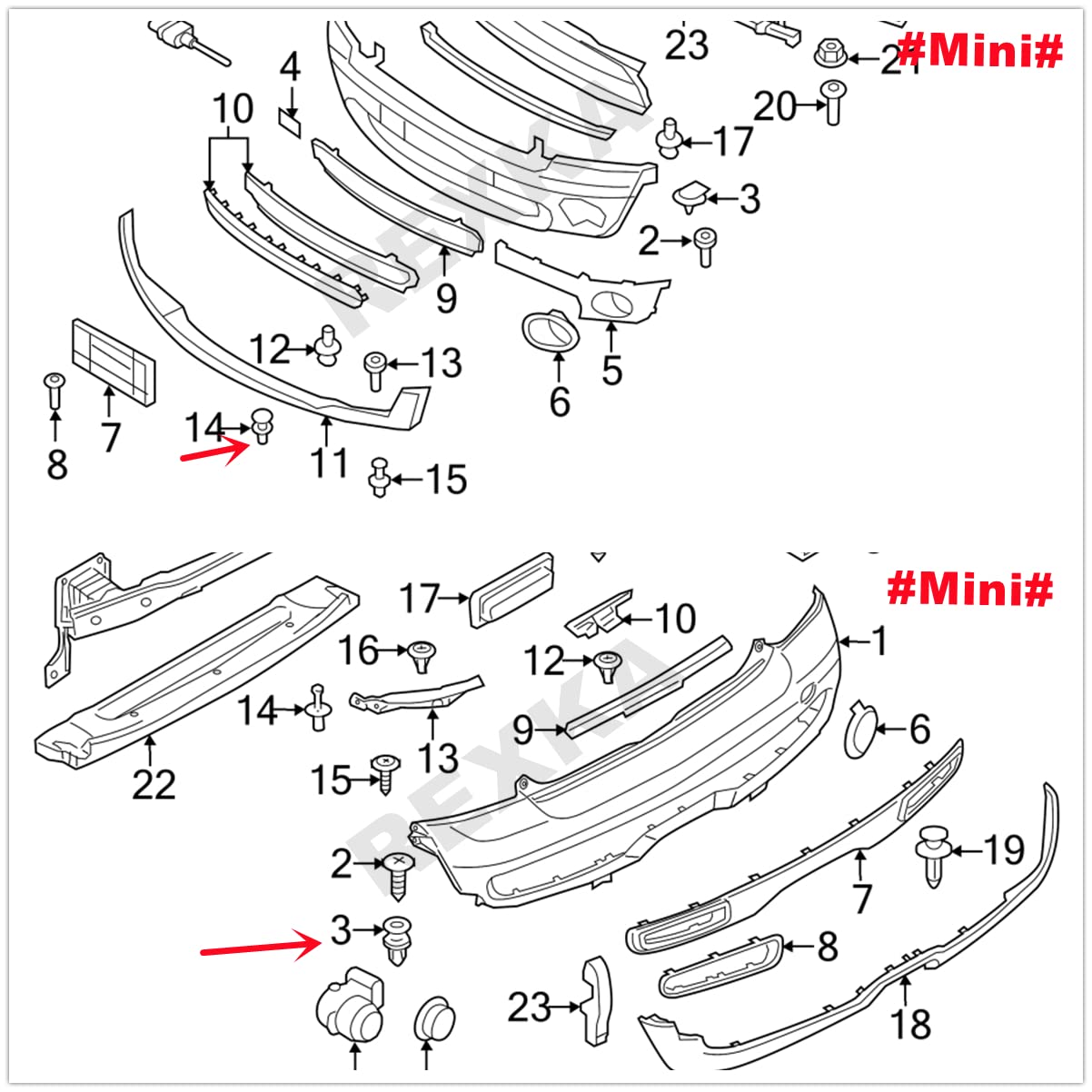 Rexka 30Pcs Bumper Cover Fender Liner Retainer Clips Fastener For Honda Acura Bmw Mini Cooper Countryman Cooper Paceman 07130702966 91503-Sp0-003 Civic Odyssey Accord Cr-V