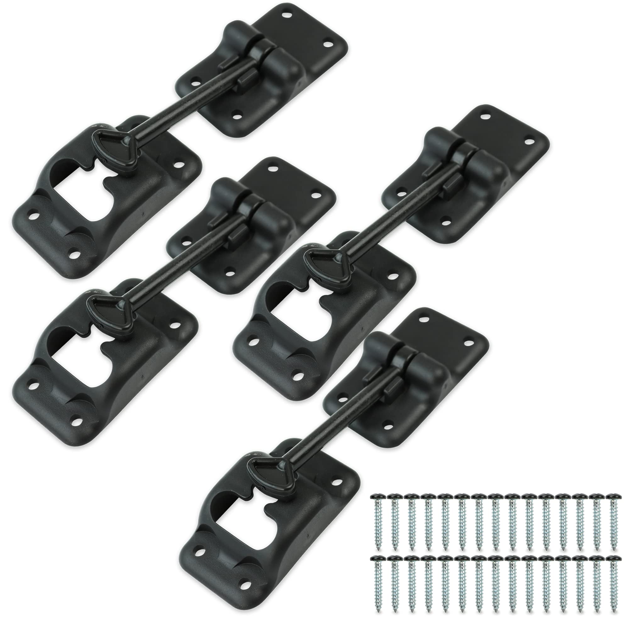 Leisure Coachworks 4-Pack Black RV T-Style Door Holder Catch 4 for Latch Holder Camper Trailer Cargo Hatch (Black, 4 4-Pack)